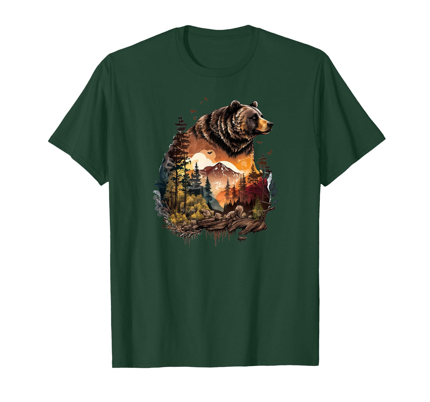 Retro Mountain Nature Animal Wildlife Forest Outdoors Bear T-Shirt