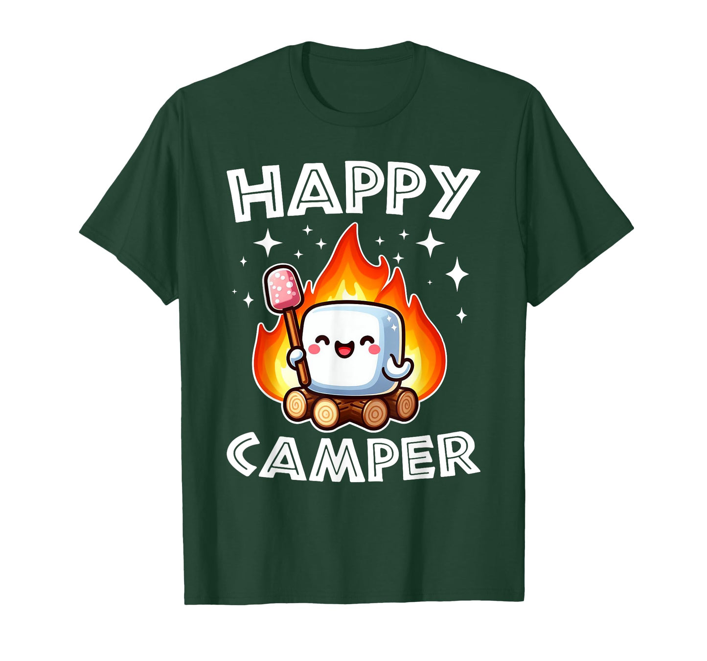 Happy Marshmallow Camper Cute Kids Girls Camp Camping Smores T-Shirt