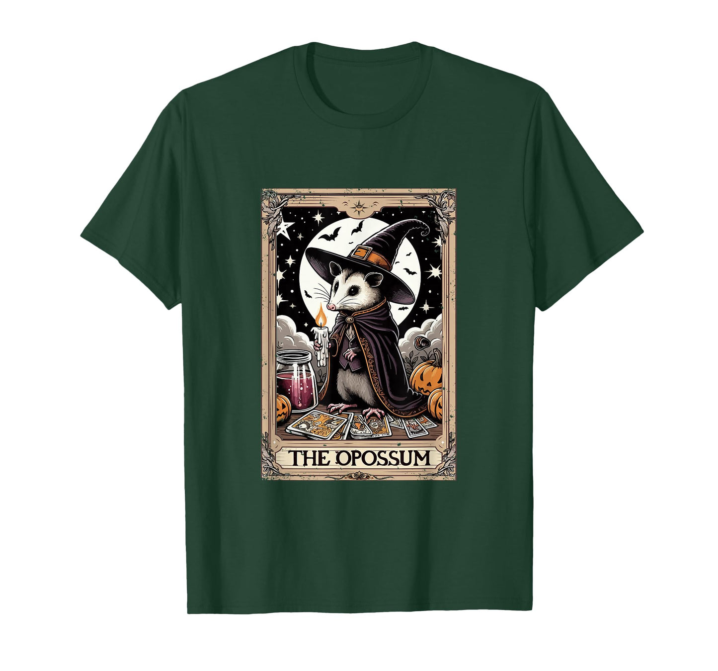 The Opossum Halloween Witch Cute Tarot Card Lover Player T-Shirt
