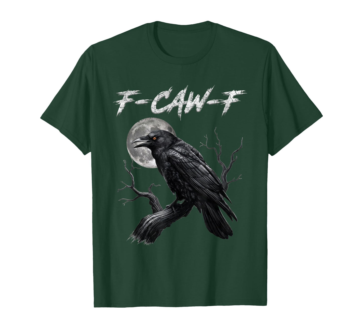 Black Crow, F-Caw-F Funny Black Bird Moon Gothic Adult Humor T-Shirt