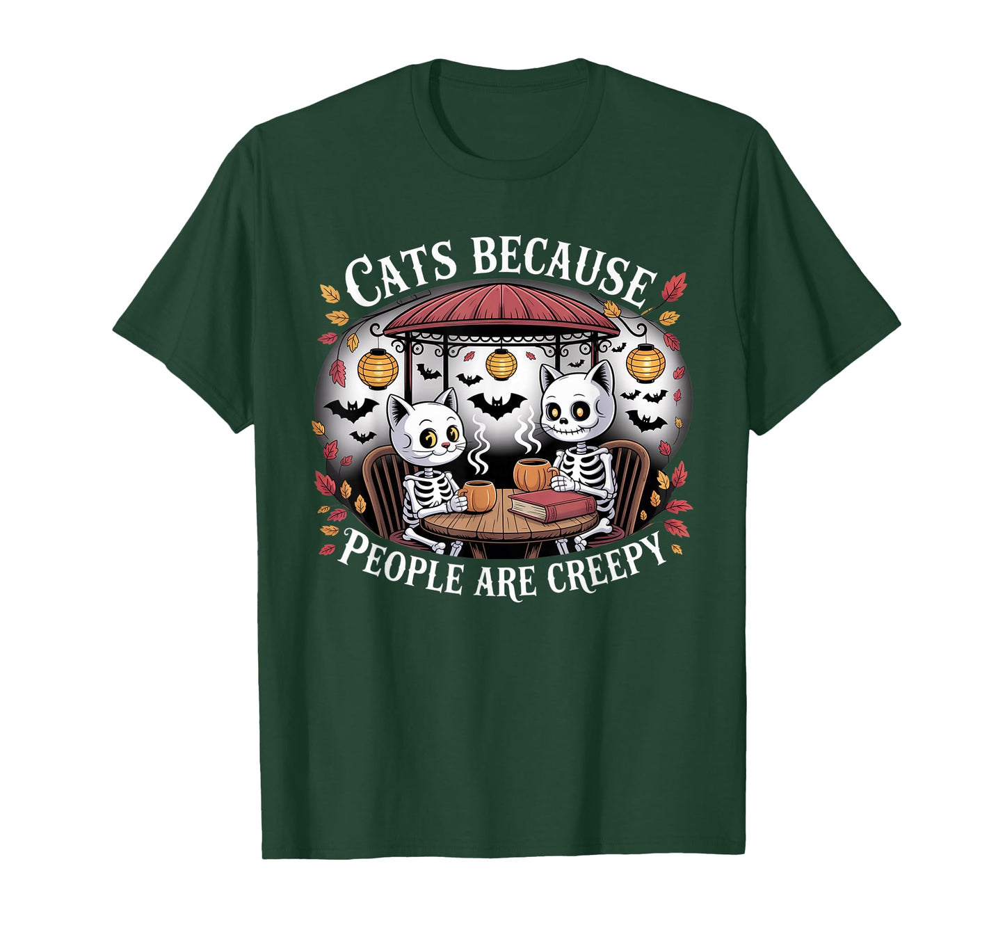 Cats Because People are Creepy Ghost Halloween Cat Mom Kids T-Shirt