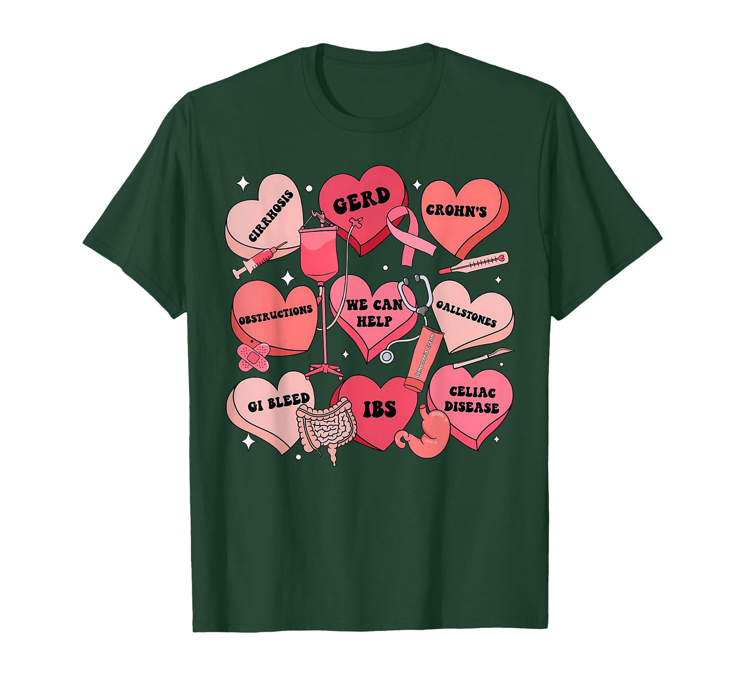GI Nurse Valentine Hearts Candy Gastroenterology Endo Tech T-Shirt