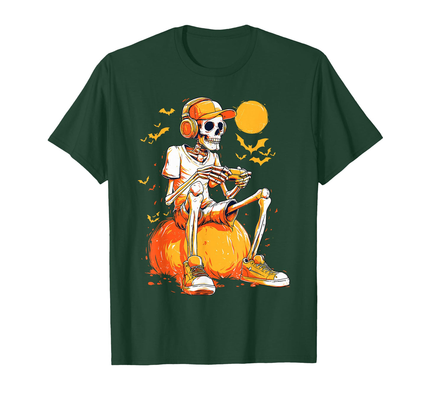 Halloween Skeleton Gamer Video Gaming Boys Men Kids Tees T-Shirt