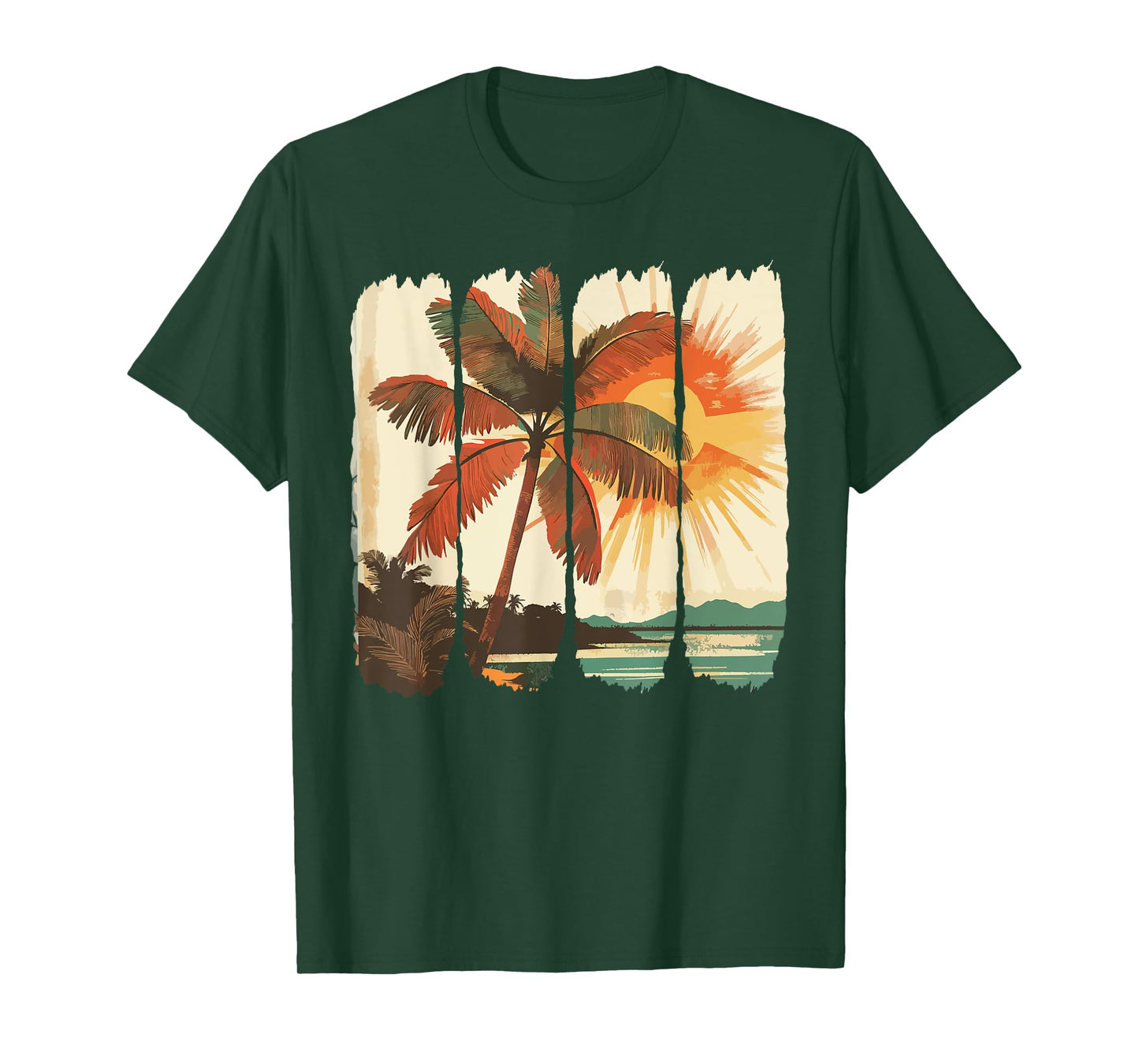 Summer Sunset Palm Trees Cool Spring Beach T-Shirt