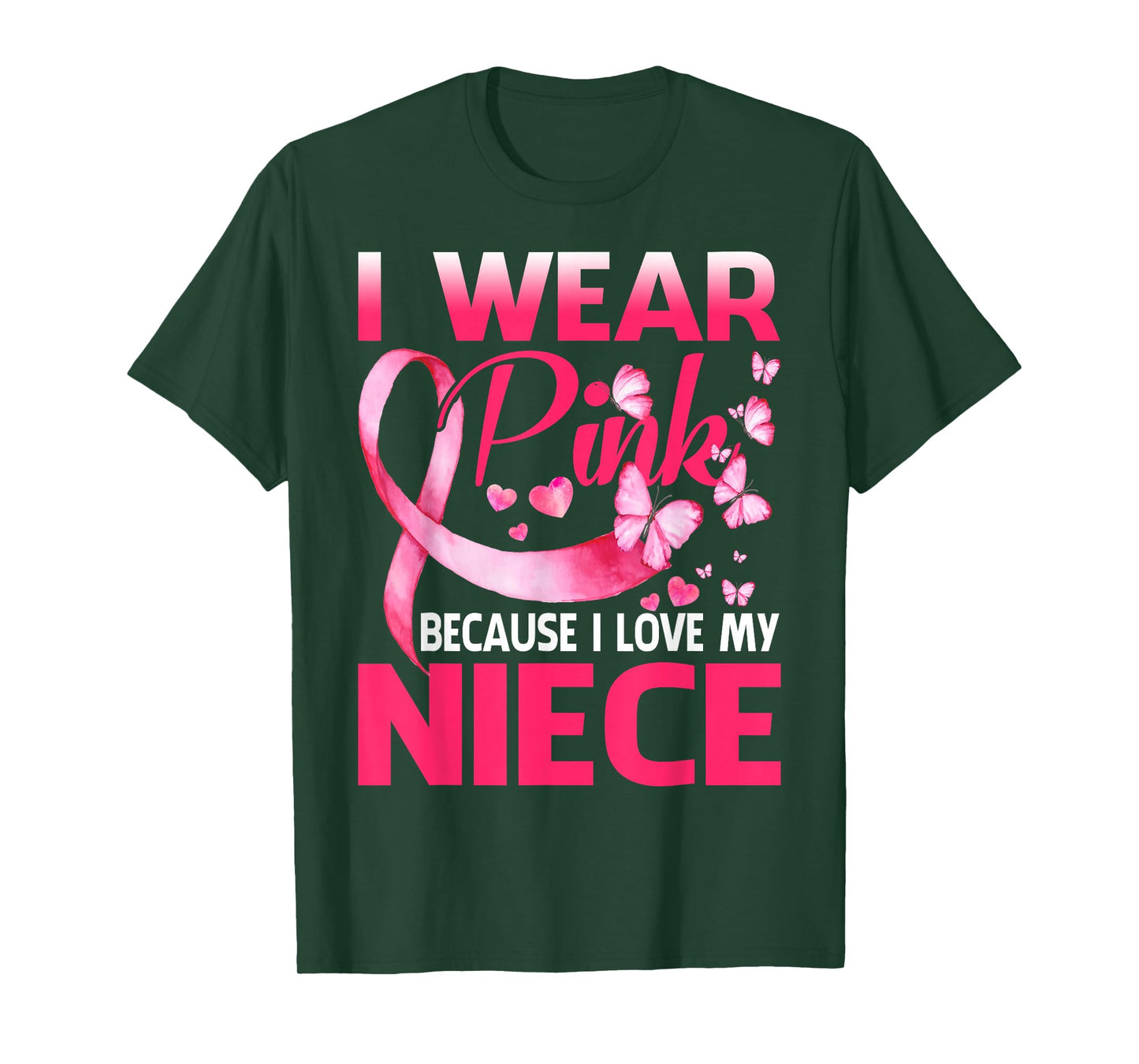 I Wear Pink For My Niece Breast Cancer Awareness Butterfly T-Shirt