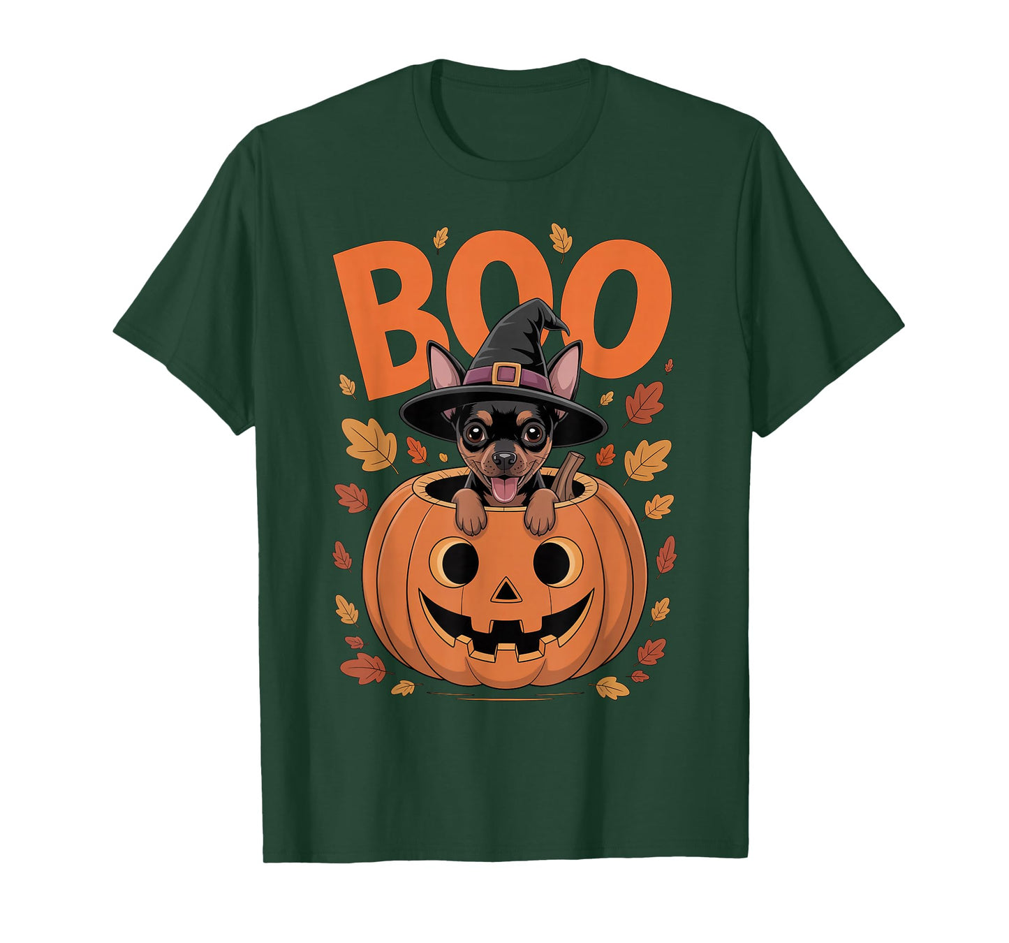 Min Pin Costume on Pumpkin Halloween Miniature Pinscher T-Shirt