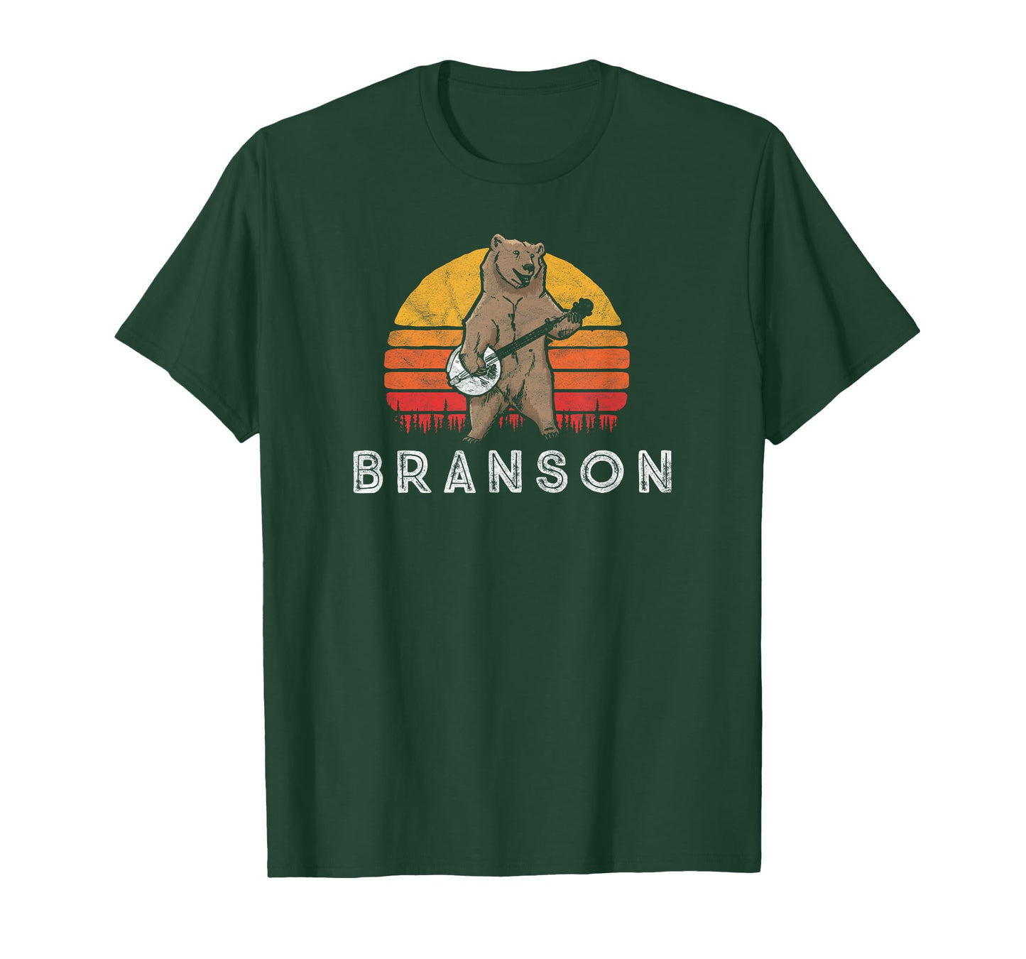 Branson Missouri Bluegrass Banjo Bear Funny Retro T-Shirt