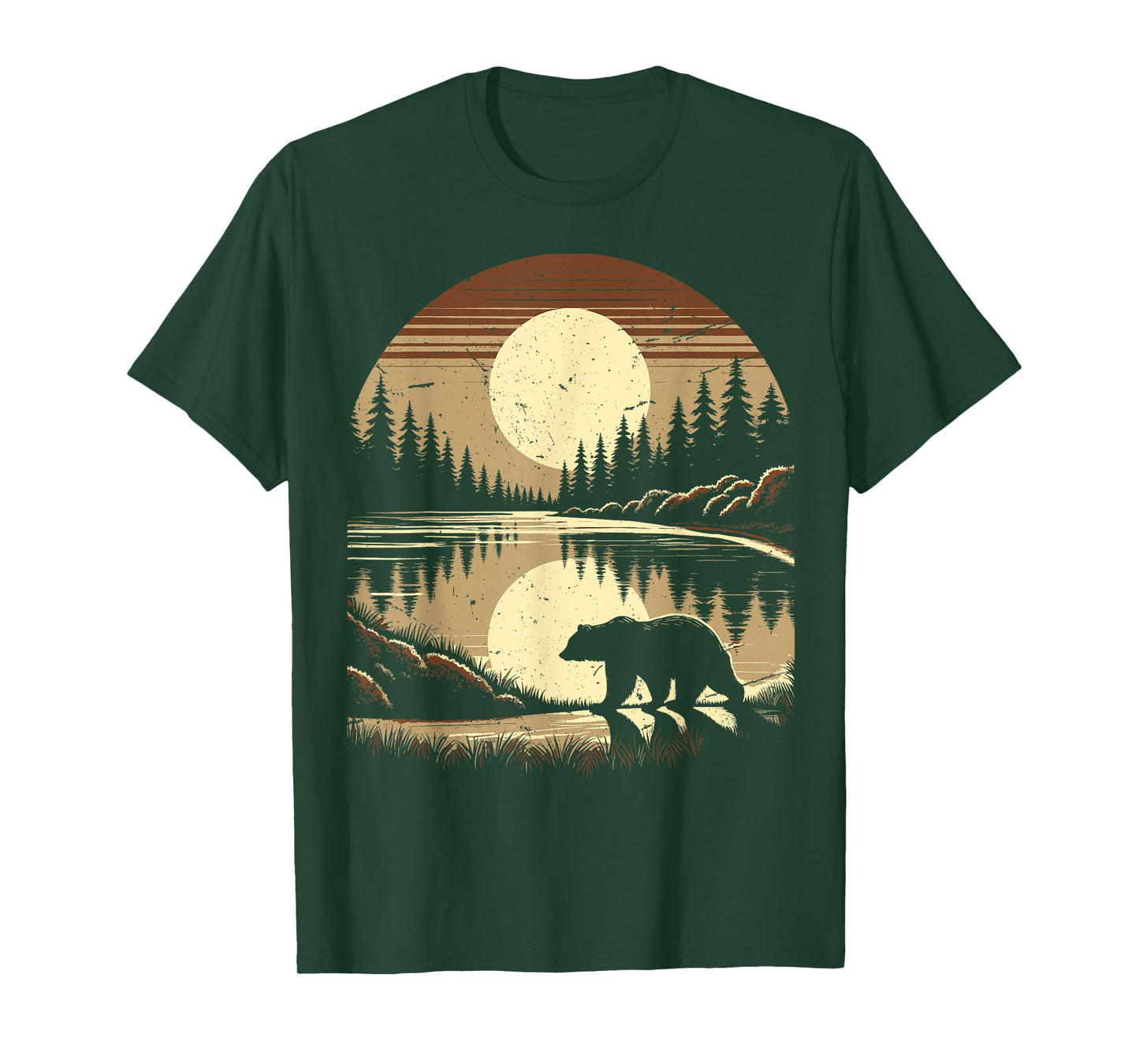 Retro Forest Bear Outdoors Nature Women Men Vintage Graphic T-Shirt