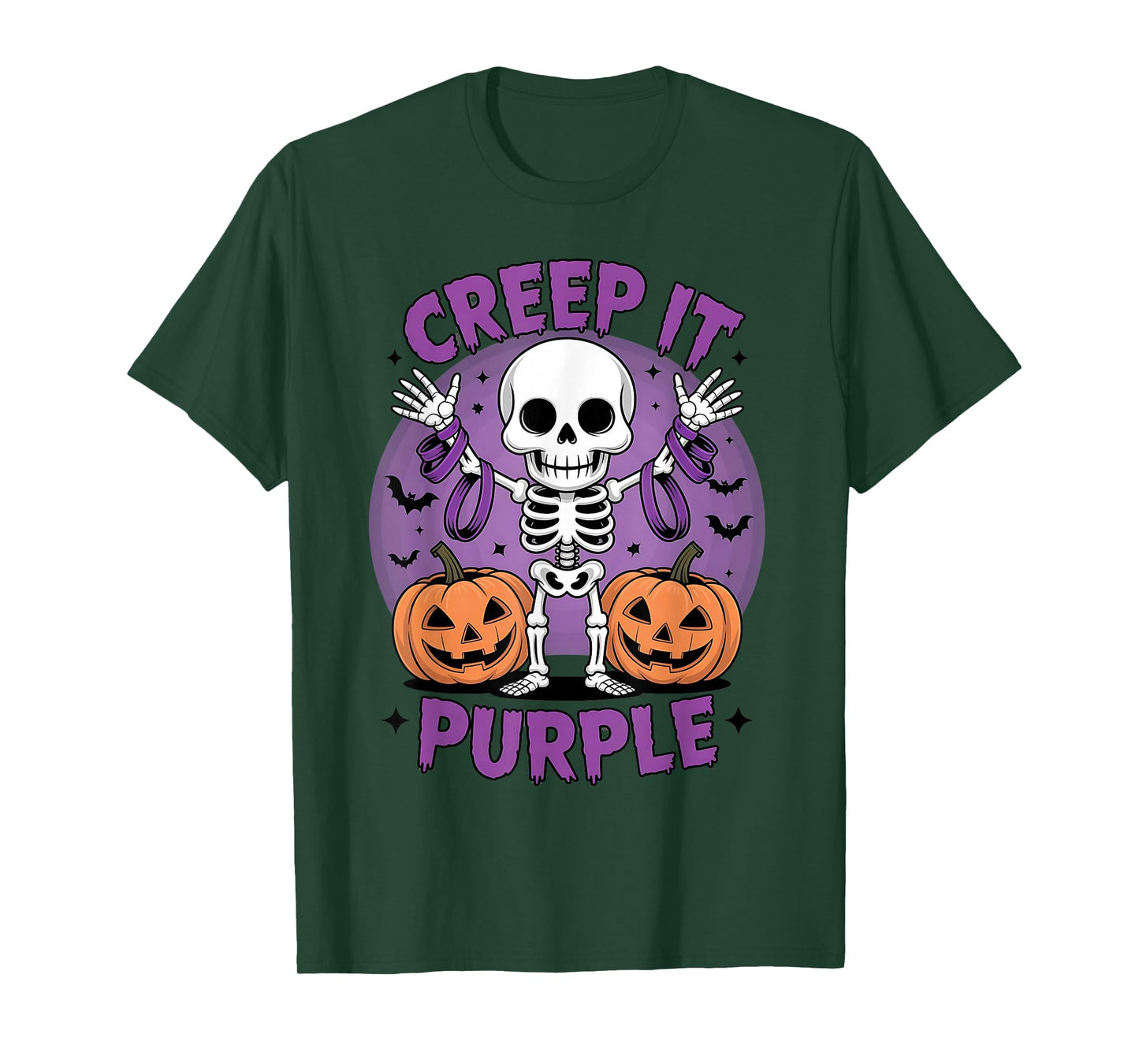 Creep It Purple Skeleton Pumpkin Halloween Awareness T-Shirt