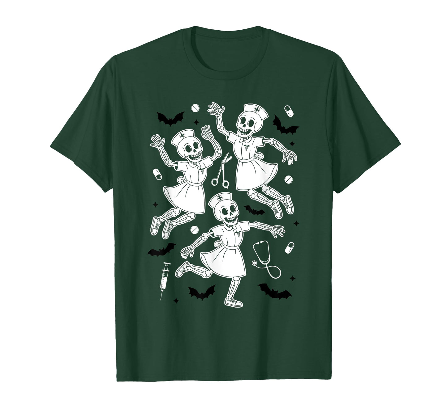 Halloween Nurse Costume Nursing Gifts Dancing Skeletons T-Shirt