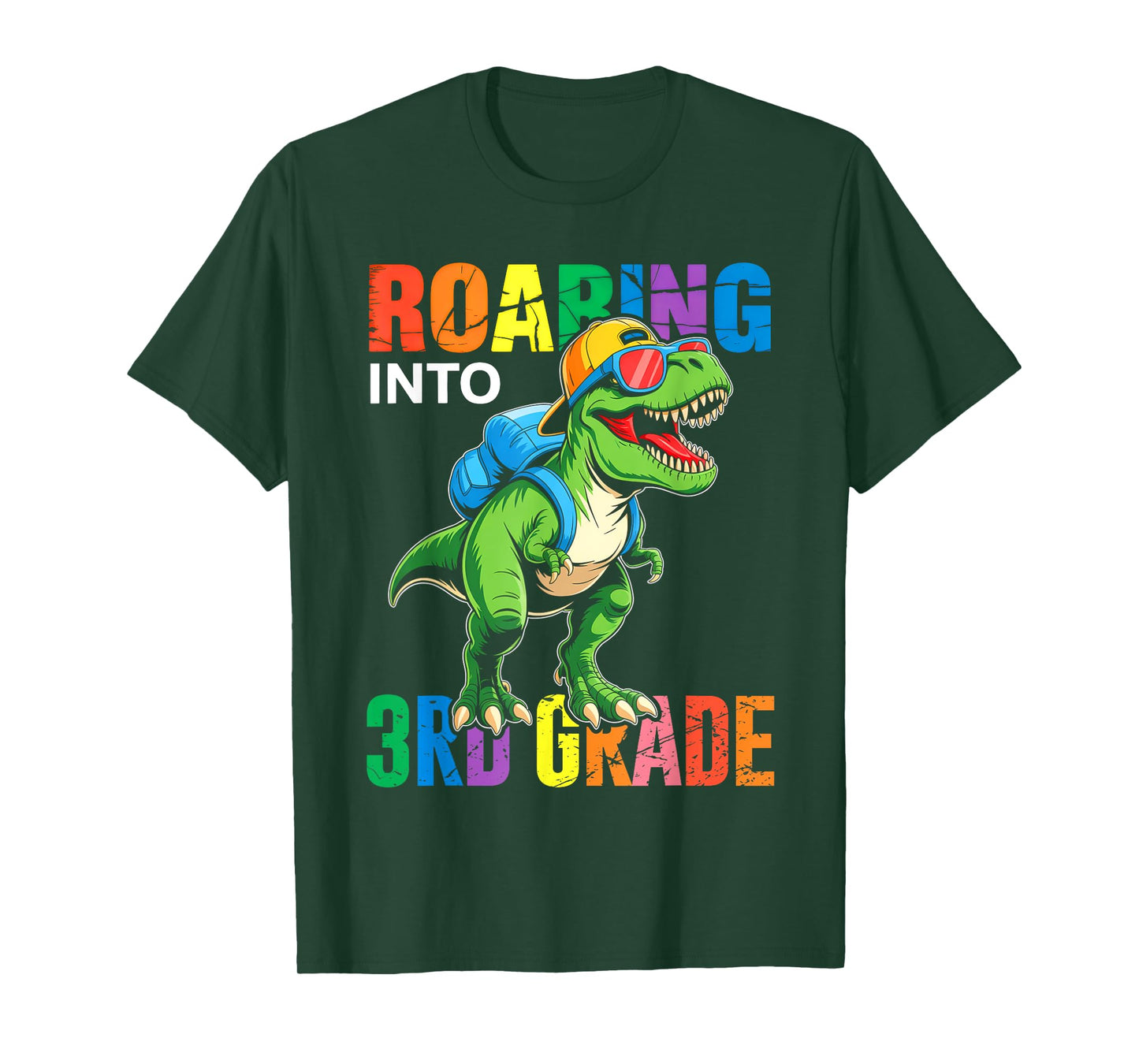 Roaring Into 3rd Grade Boys Dinosaur T Rex Back to School T-Shirt