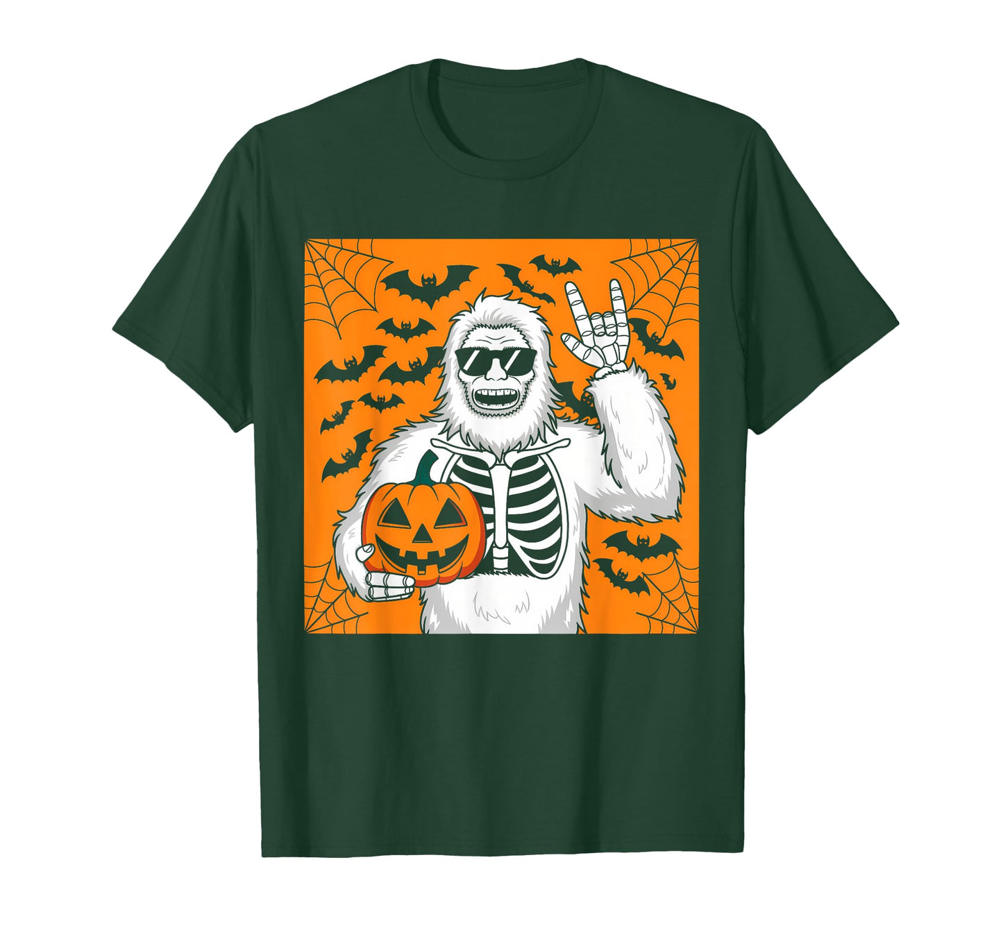 Spooky Bigfoot Jack O Lantern Skeleton Halloween Funny Boys T-Shirt