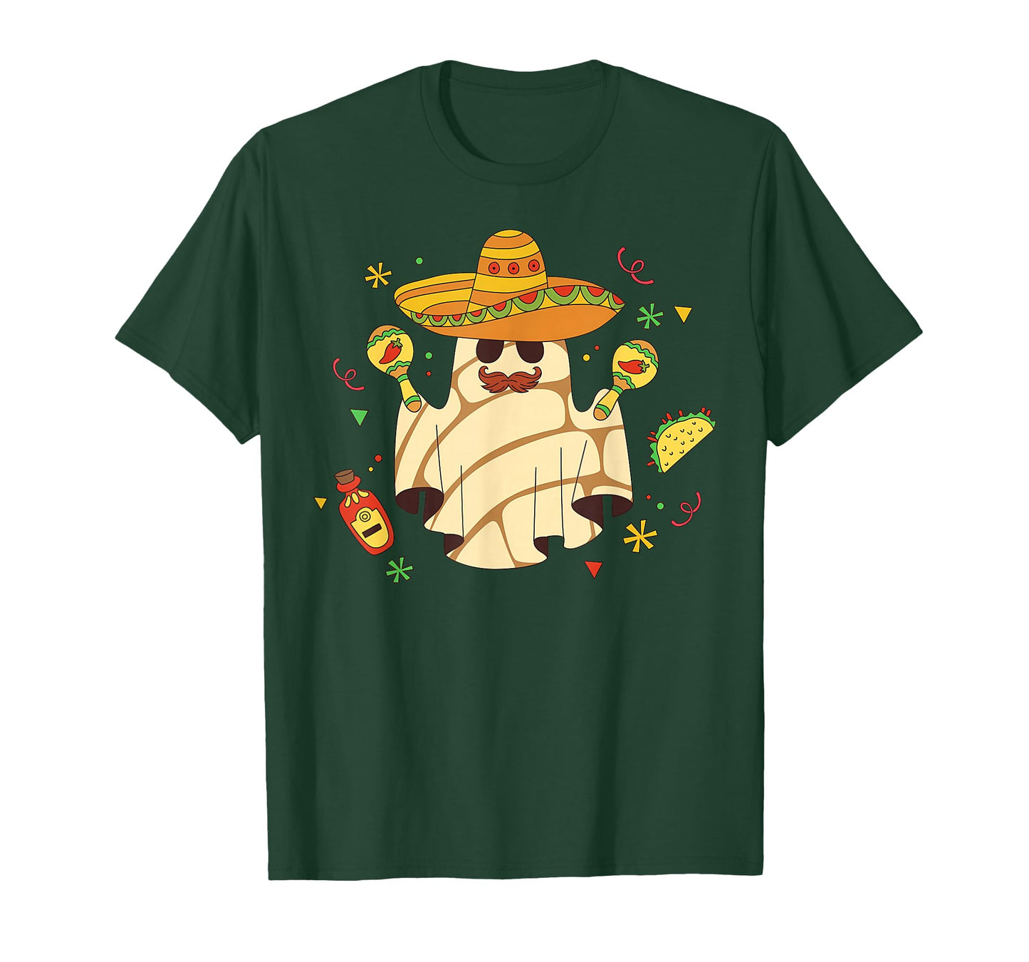 Ghost Sombrero Taco Halloween Mexican Spooky Season T-Shirt