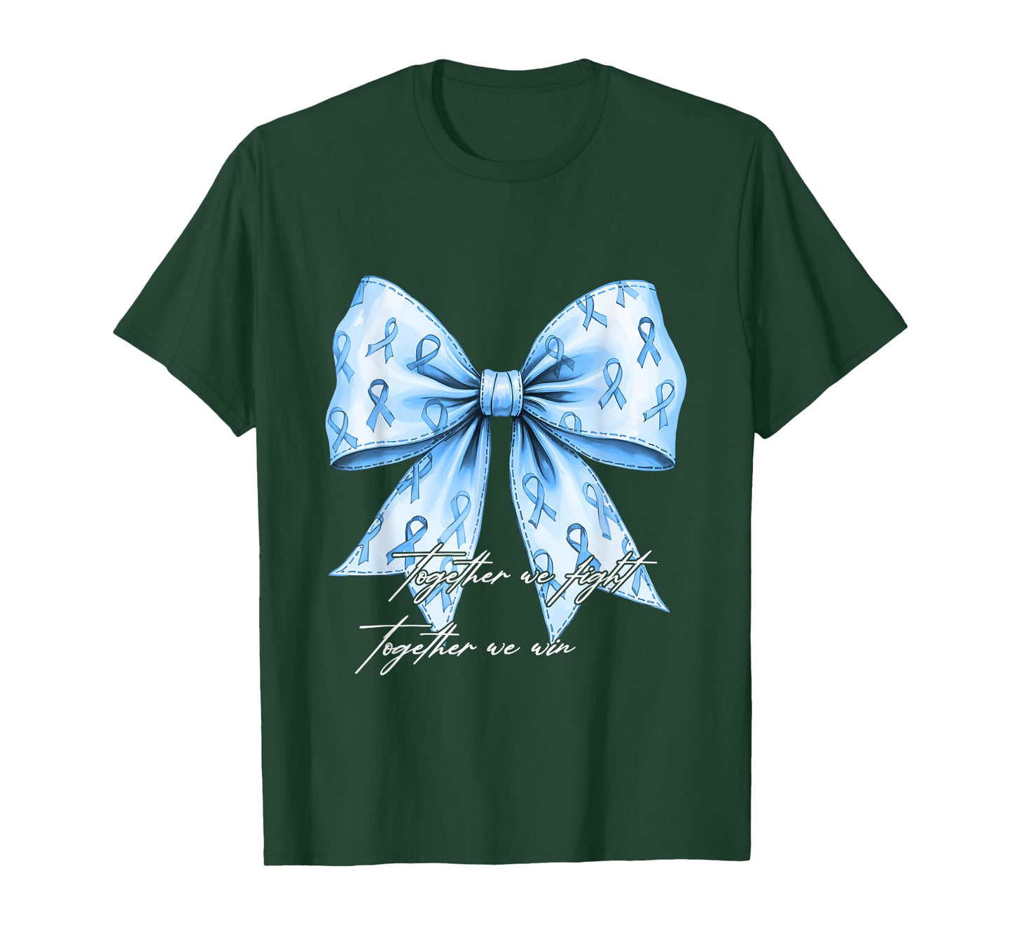 Prostate Cancer Awareness Together We Fight Blue Bow Ribbon T-Shirt