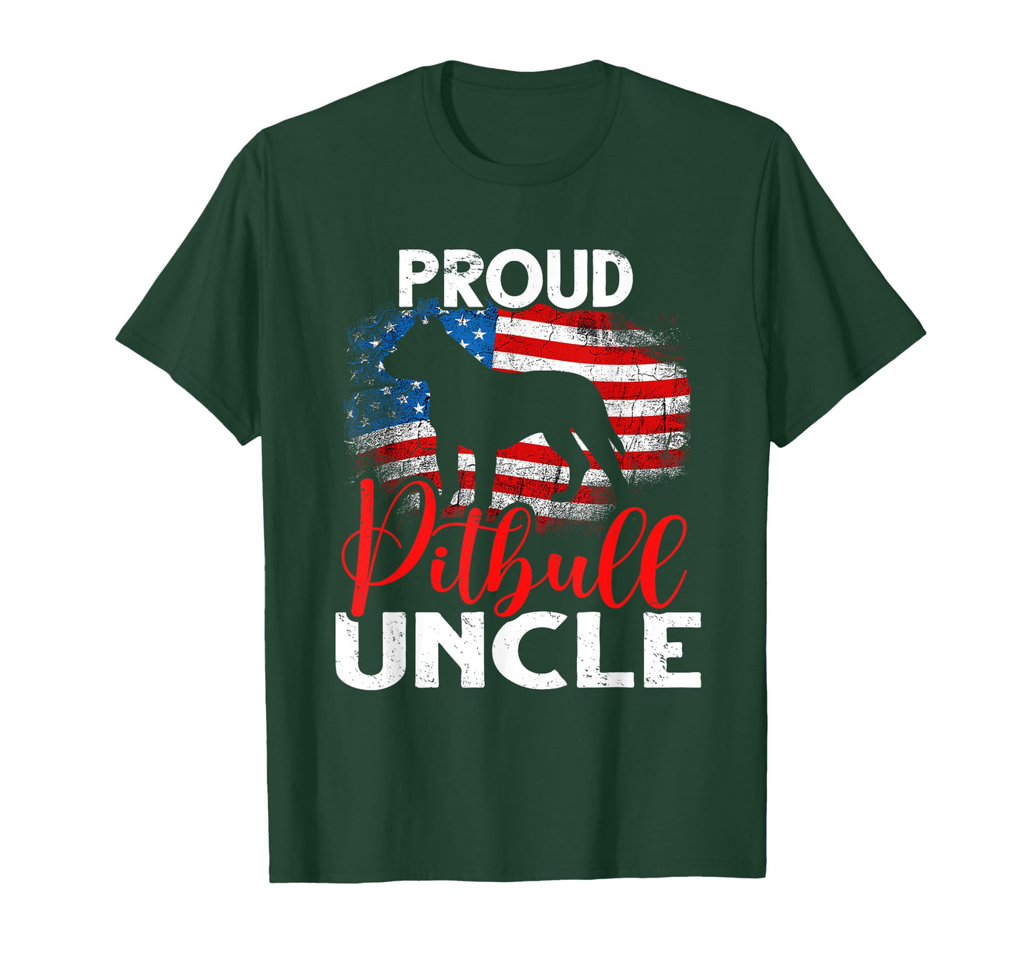 Vintage Proud Pitbull Dog Uncle American Flag T-Shirt for Women Men