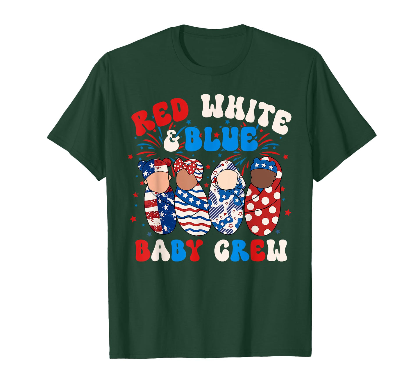 Red White Blue Baby Crew 4th Of July Labor Delivery Nurse T-Shirt