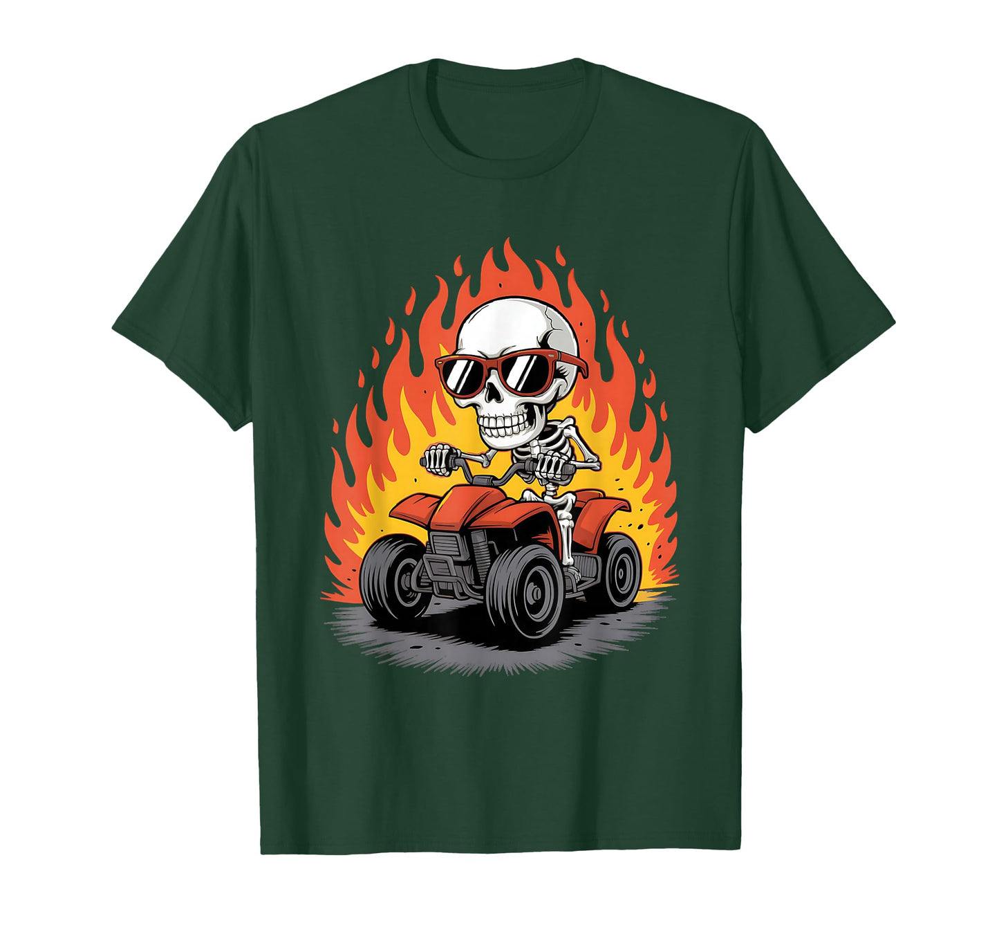 Halloween Skeleton Funny Shirt ATV Quad Bike for Teens Boys T-Shirt