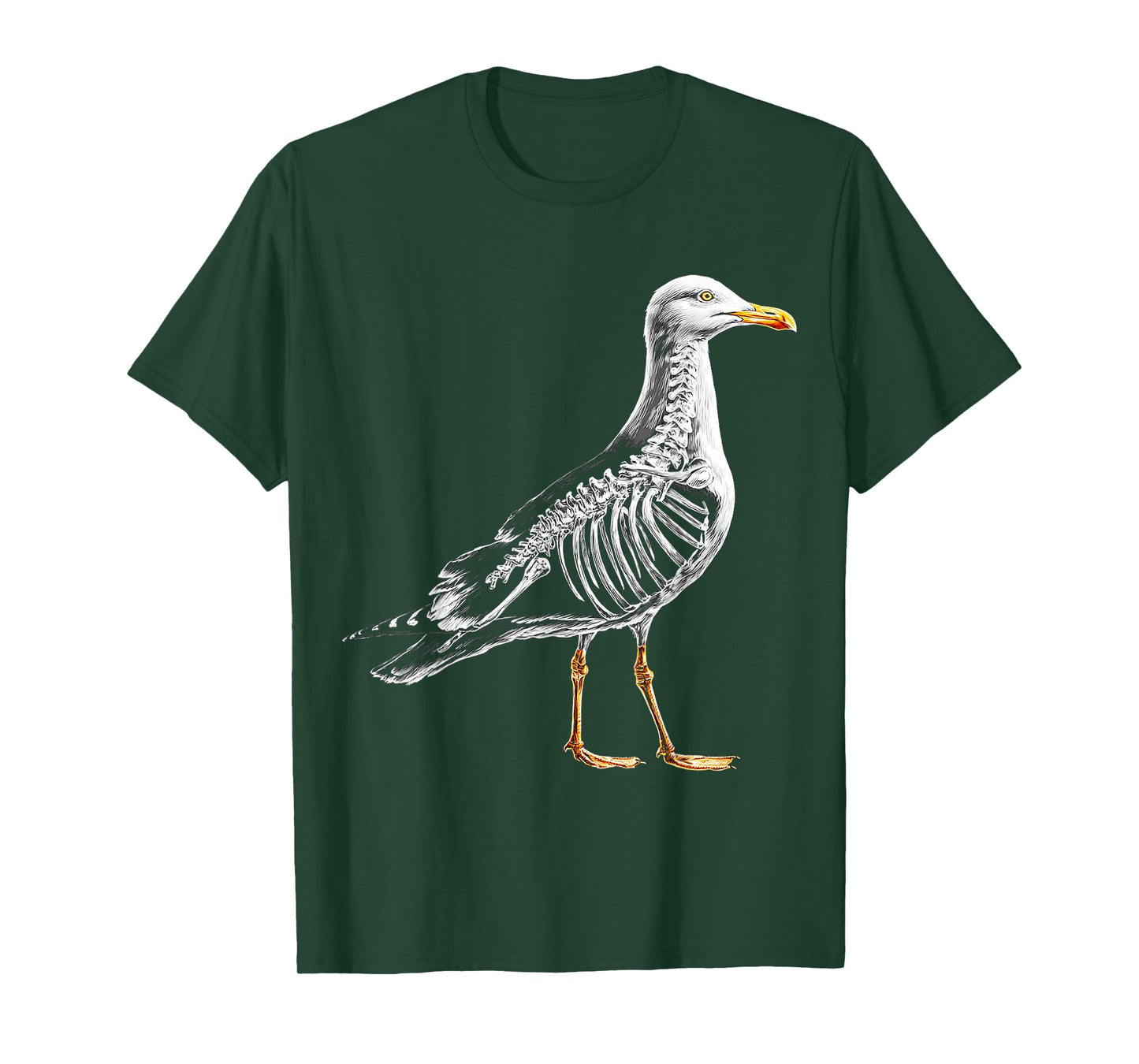 Halloween Seagull Skeleton Drawing Portrait Bird Halloween T-Shirt