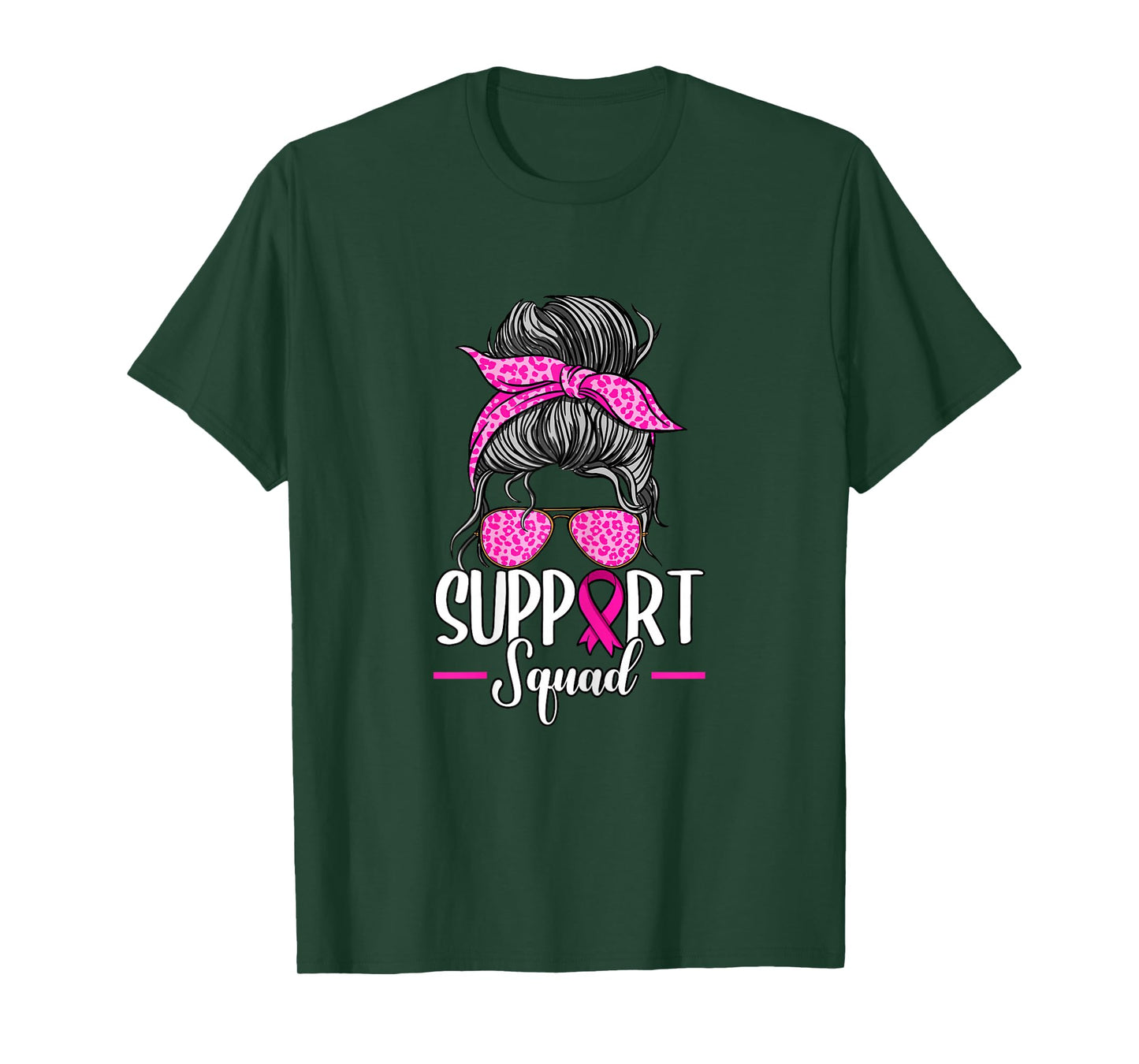 Support Squad Messy Bun Breast Cancer Awareness T-Shirt