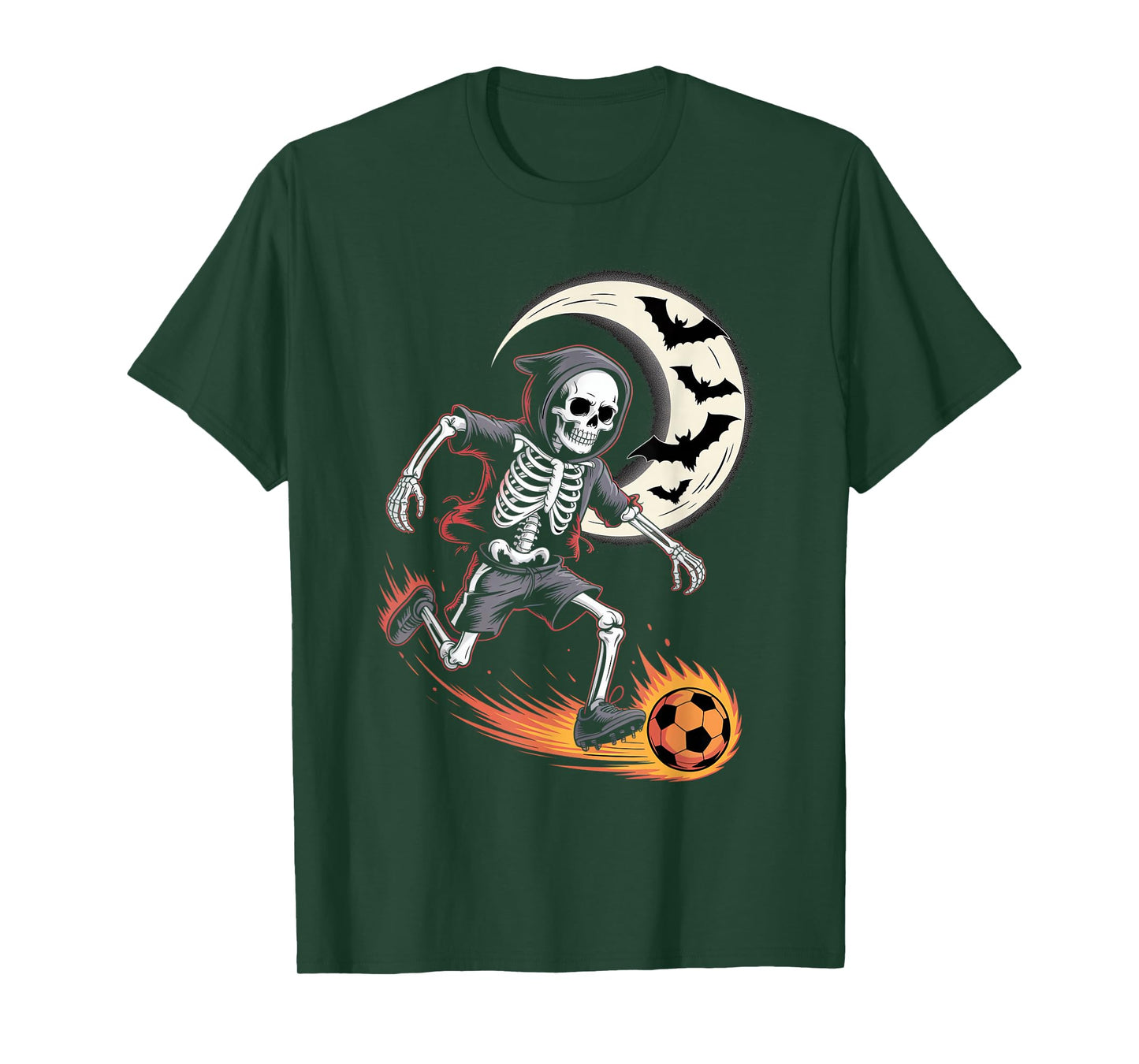 Spooky Skeleton Soccer Men Boys Kids Halloween Costume T-Shirt