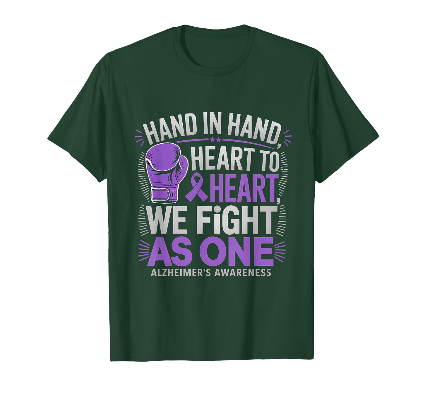 Alzheimer's Awareness We Fight As One Purple Ribbon Boxing T-Shirt