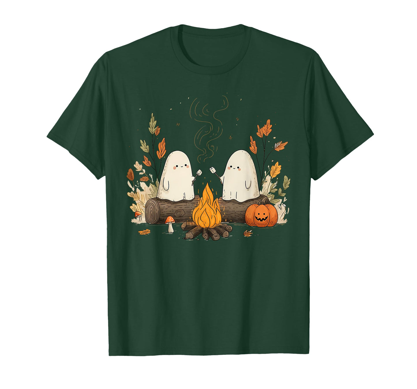 Ghost Camping Fall Campfire Halloween Spooky Autumn Nature T-Shirt