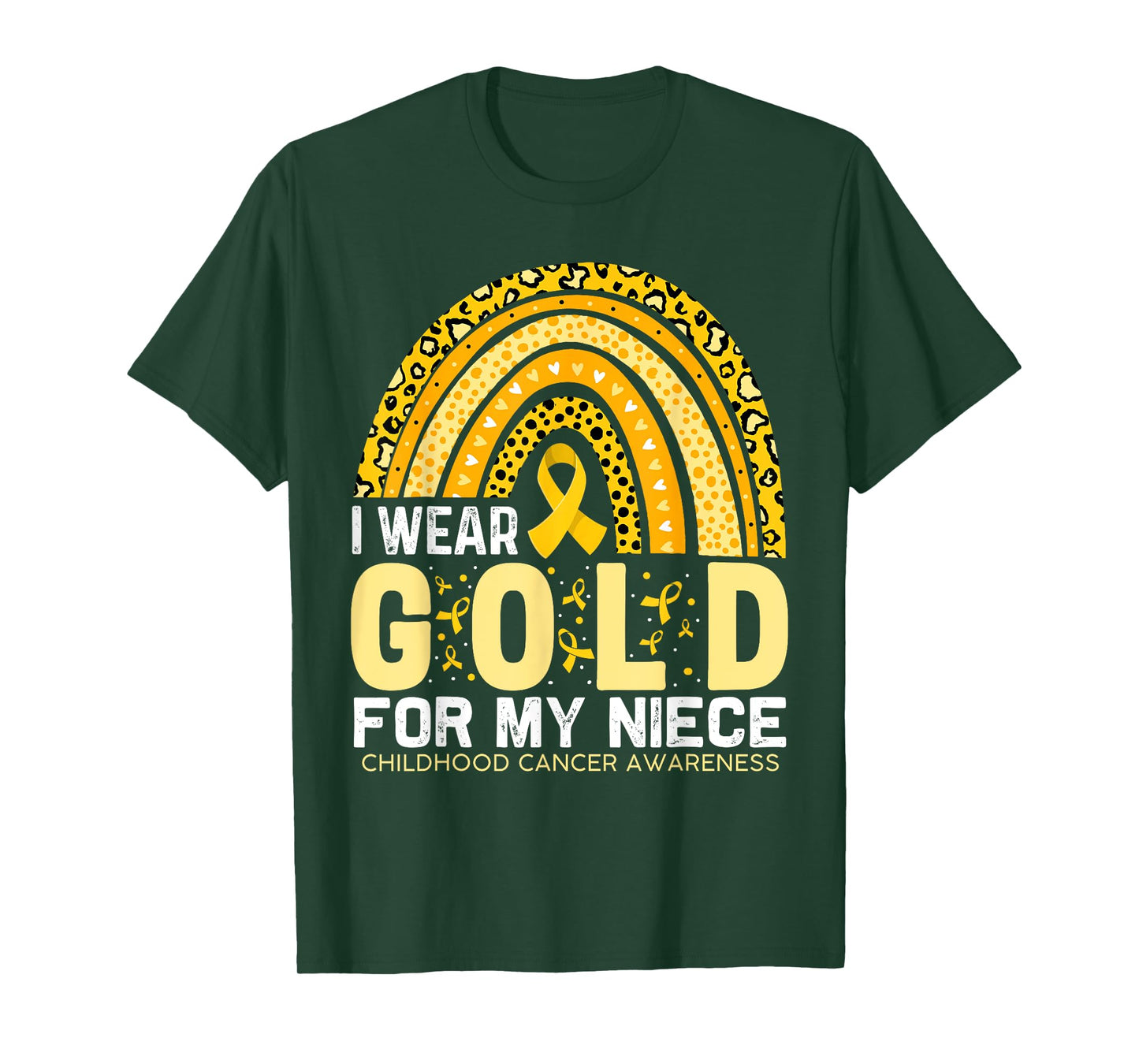 I Wear Gold For My Niece Childhood Cancer Awareness Rainbow T-Shirt
