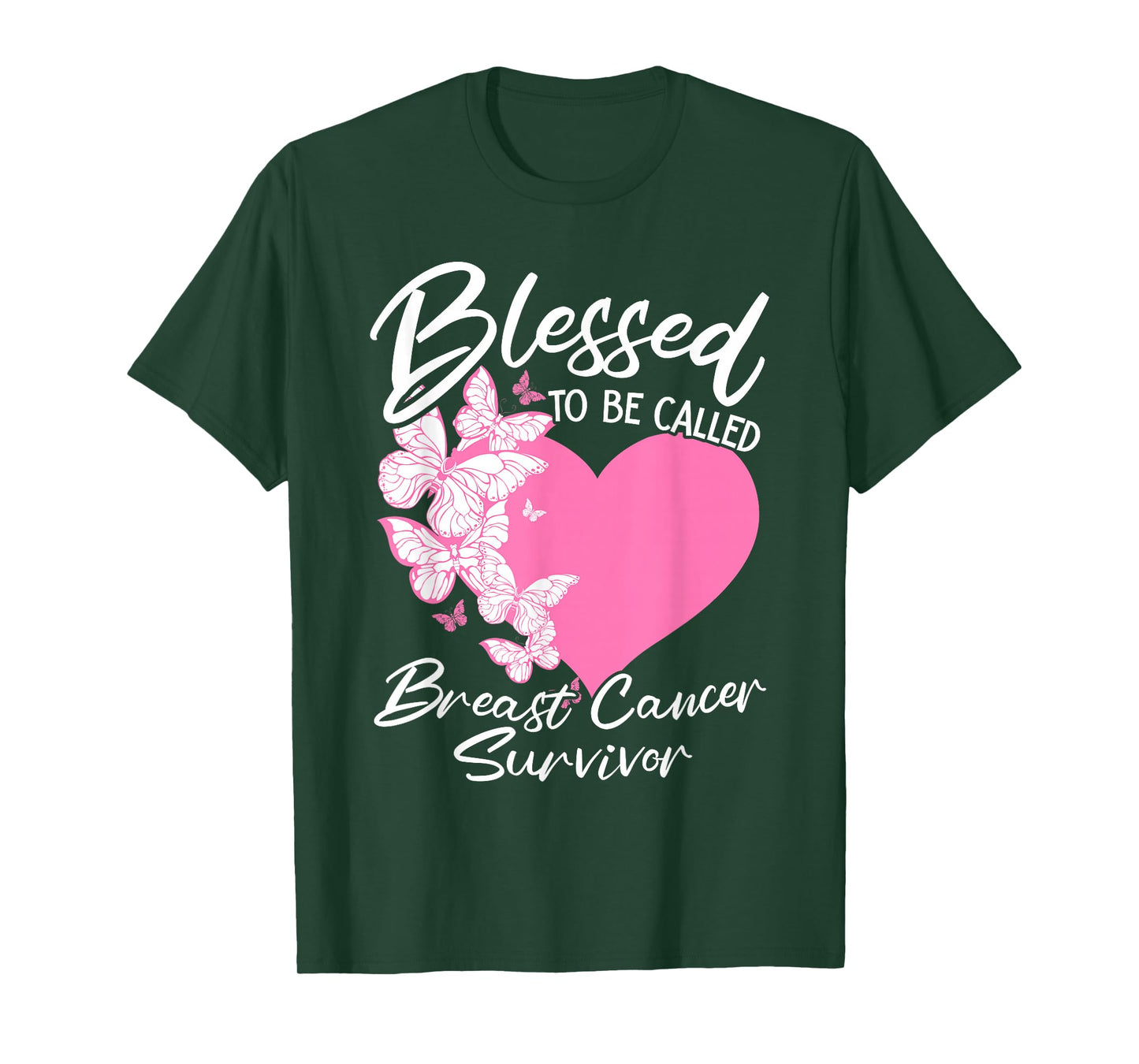 Blessed To Be Called Breast Cancer Survivor Pink Butterfly T-Shirt