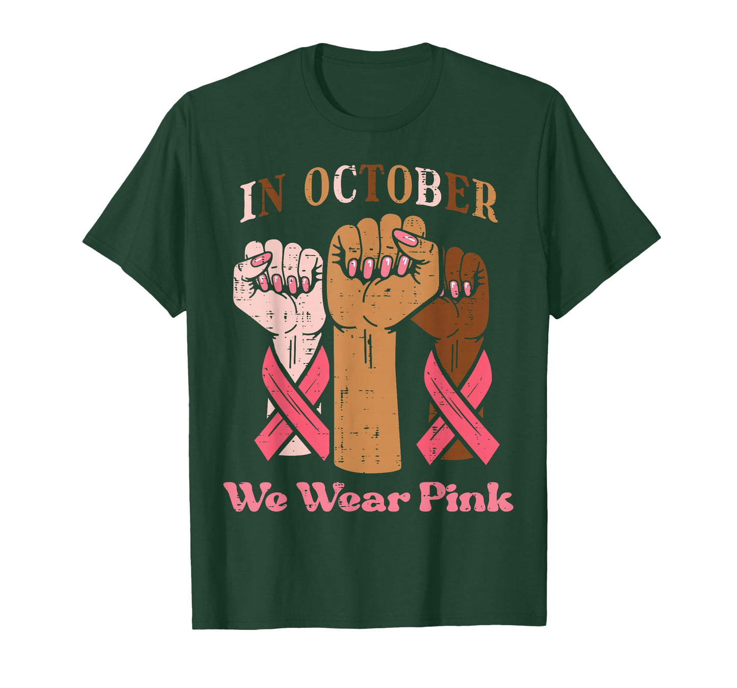 Breast Cancer Fist October Wear Pink Awareness Women Men Kid T-Shirt