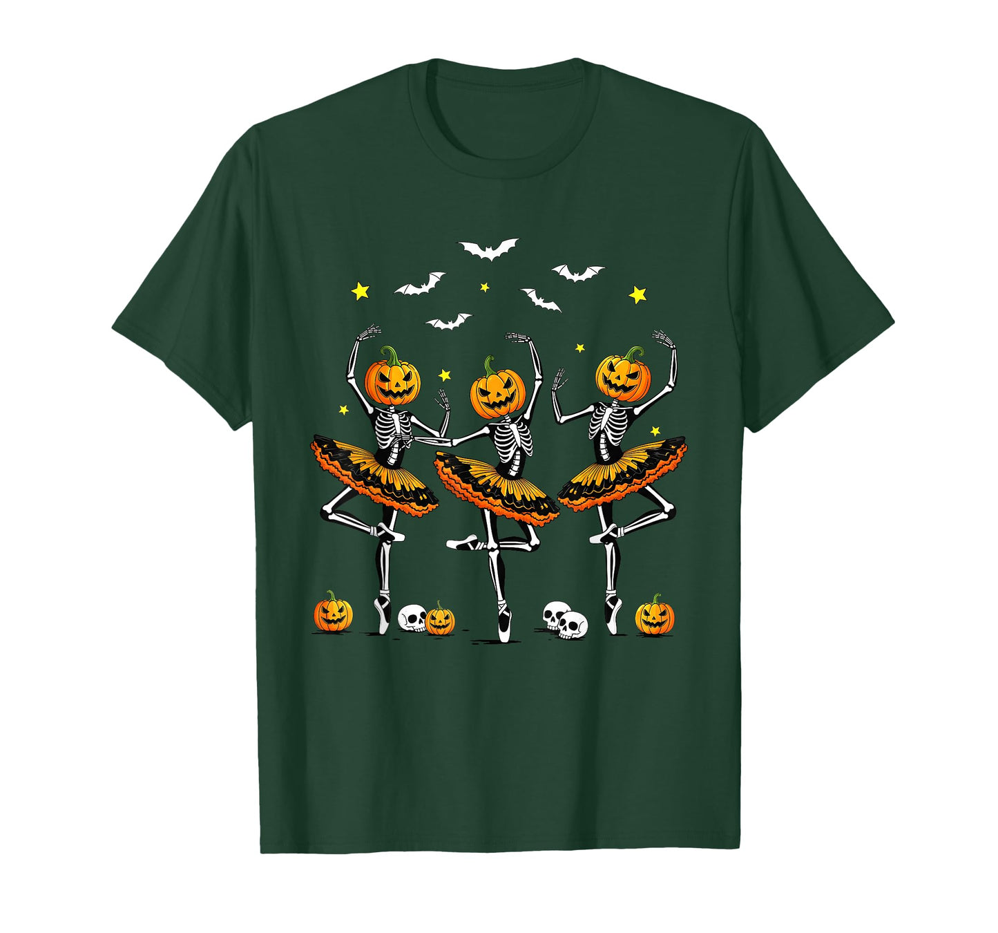 Ballet Pumpkin Skeleton Scary Halloween Men Women Boys Girl T-Shirt