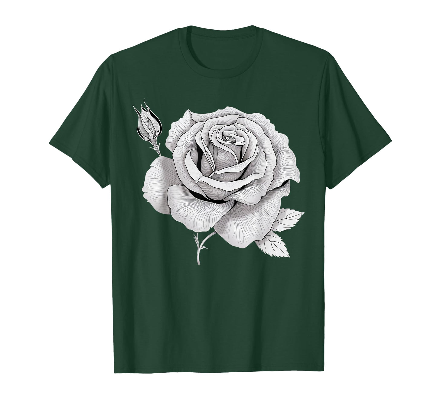 Minimalistic black and white Rose T-Shirt