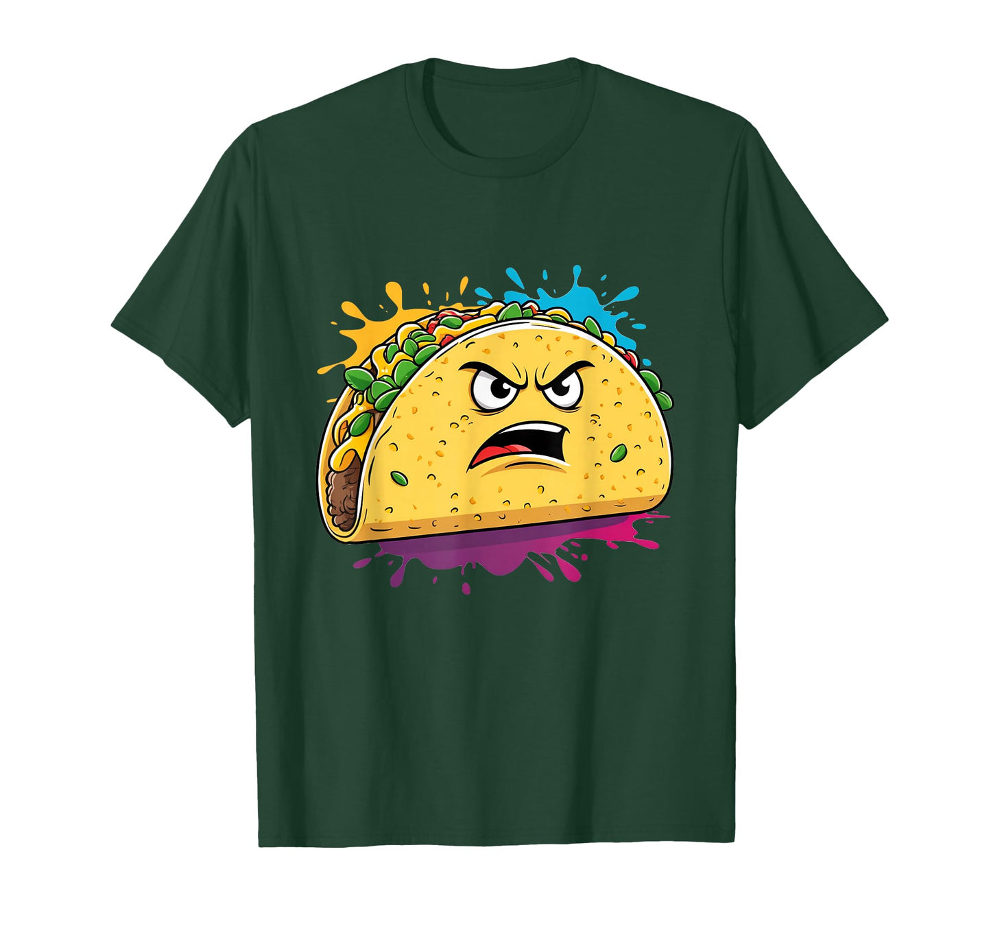 Angry Taco Cartoon Character Illustration T-Shirt