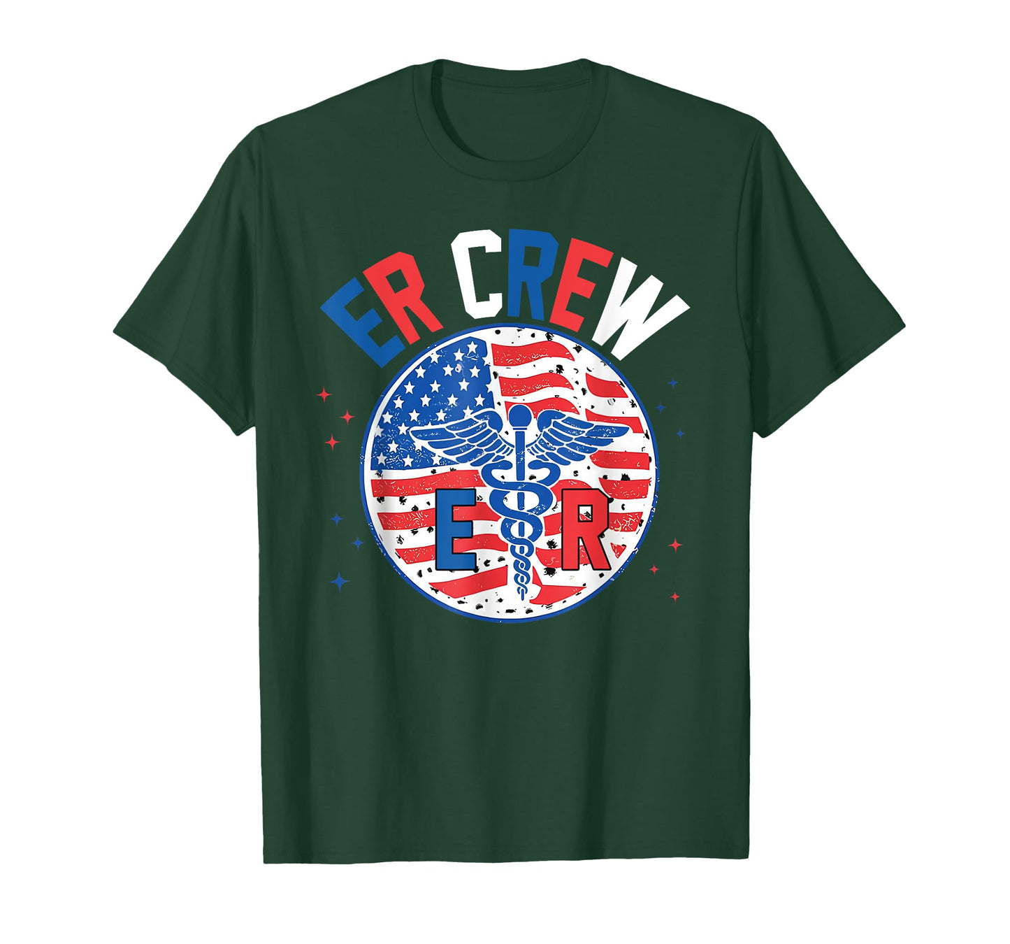 Red White & Blue Er Crew Funny Nurse Emergency 4th of July T-Shirt