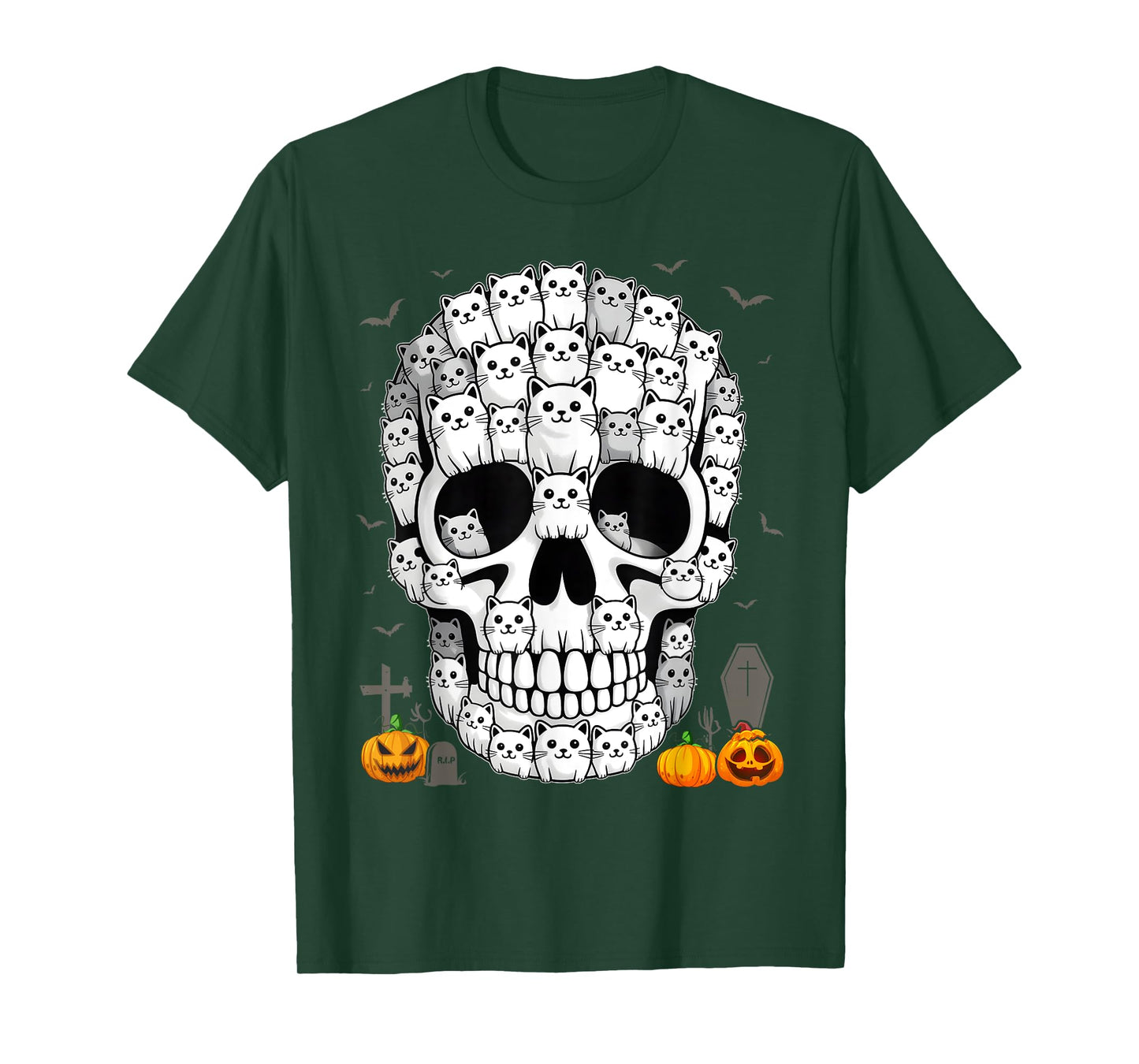 Best Skull for Men Women Halloween Skeleton Cat Lover T-Shirt