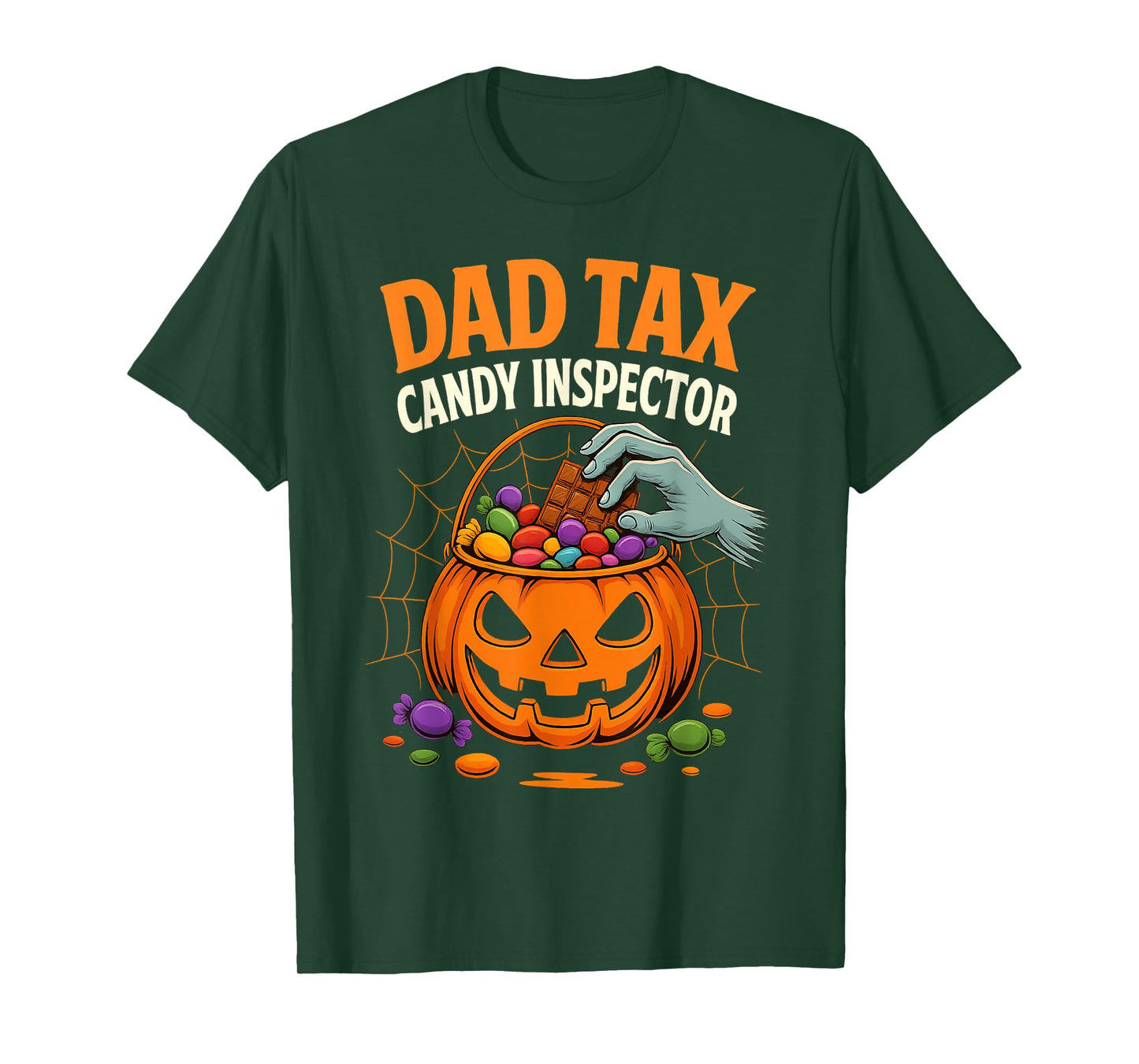 Dad Tax Candy Inspector Funny Skeleton Halloween Costume T-Shirt