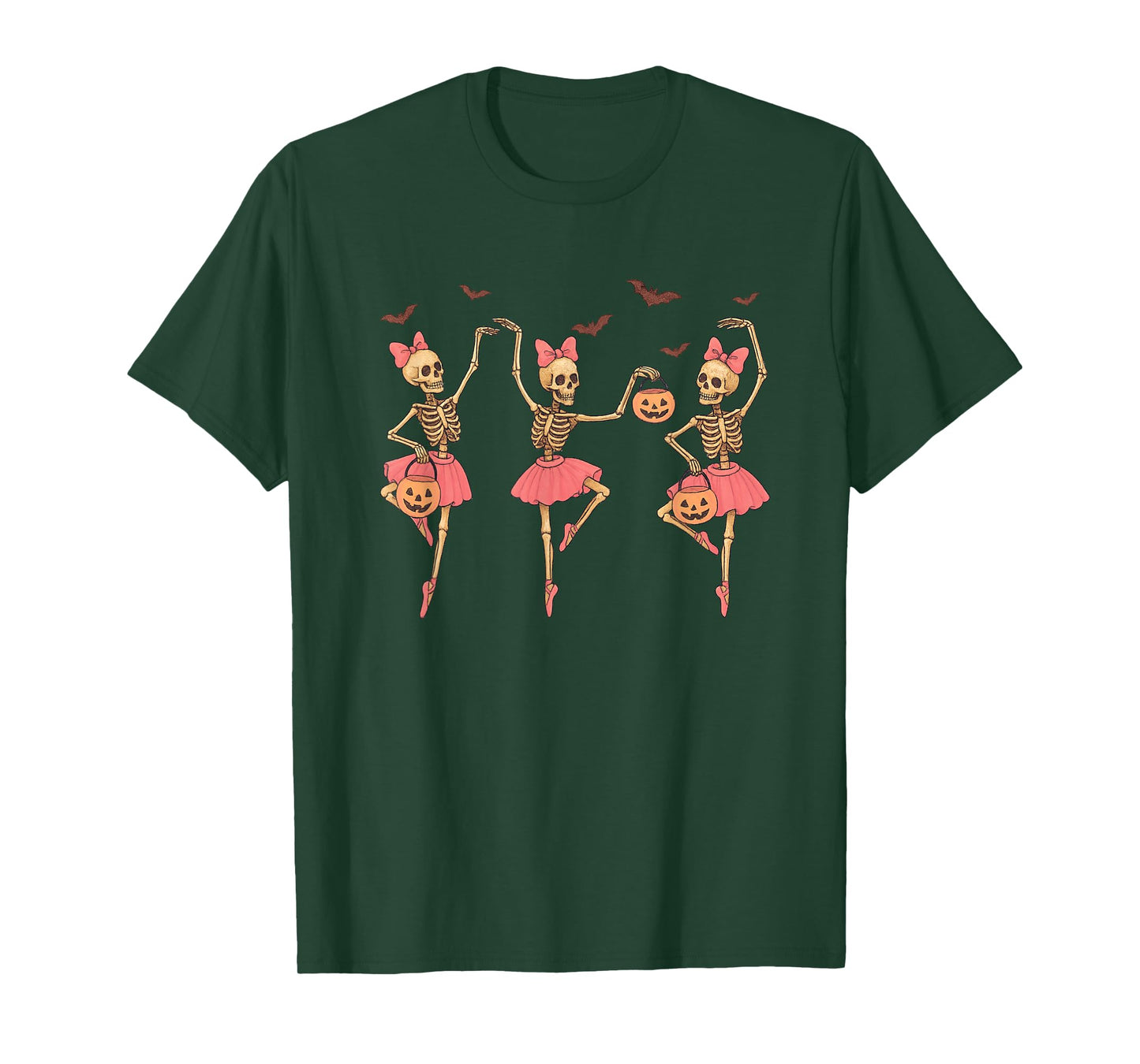 Cute Halloween Ballet Skeletons Pumpkin Ballerina Dance T-Shirt