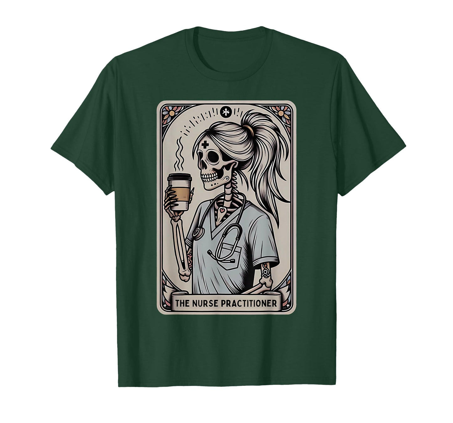 Nurse Practitioner Tarot Card Skeleton Halloween Witch Vibes T-Shirt