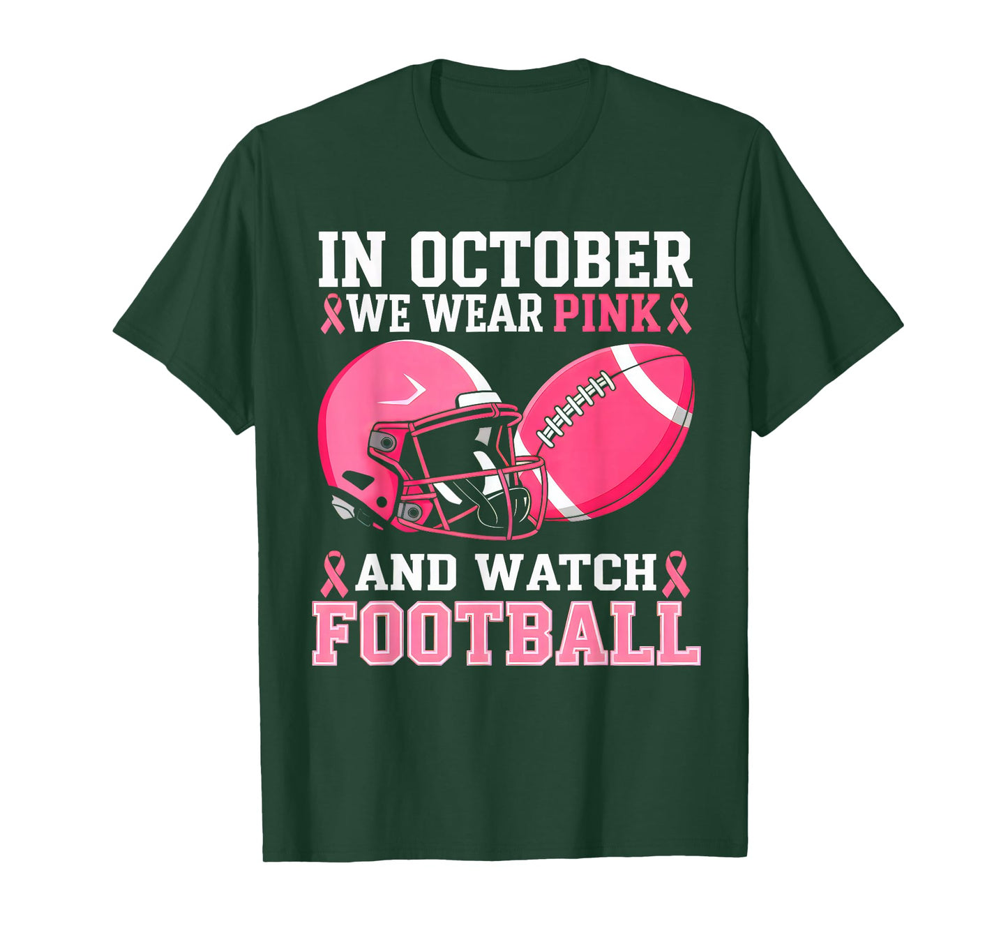 Football Breast Cancer Warrior In October We Wear Pink T-Shirt