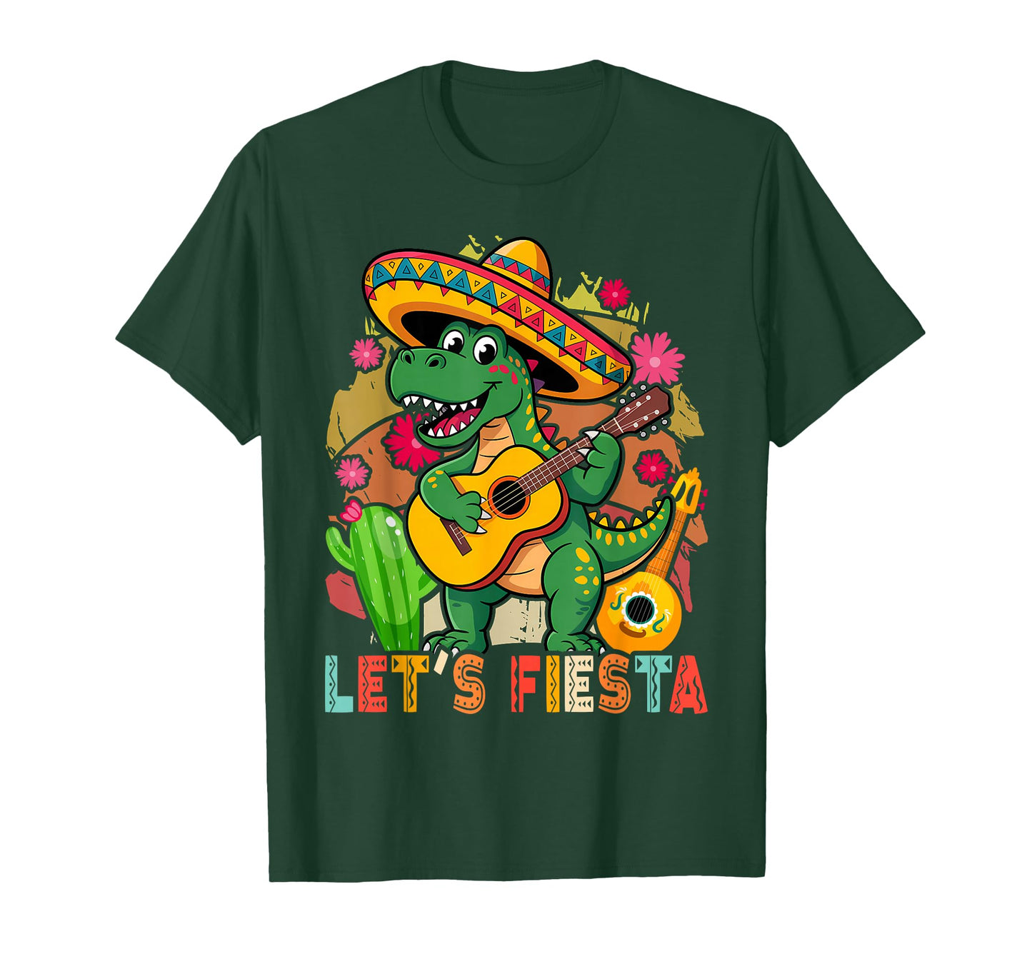 Cinco De Mayo Boys Kids Let's Fiesta Dinosaur Mexican T-Shirt