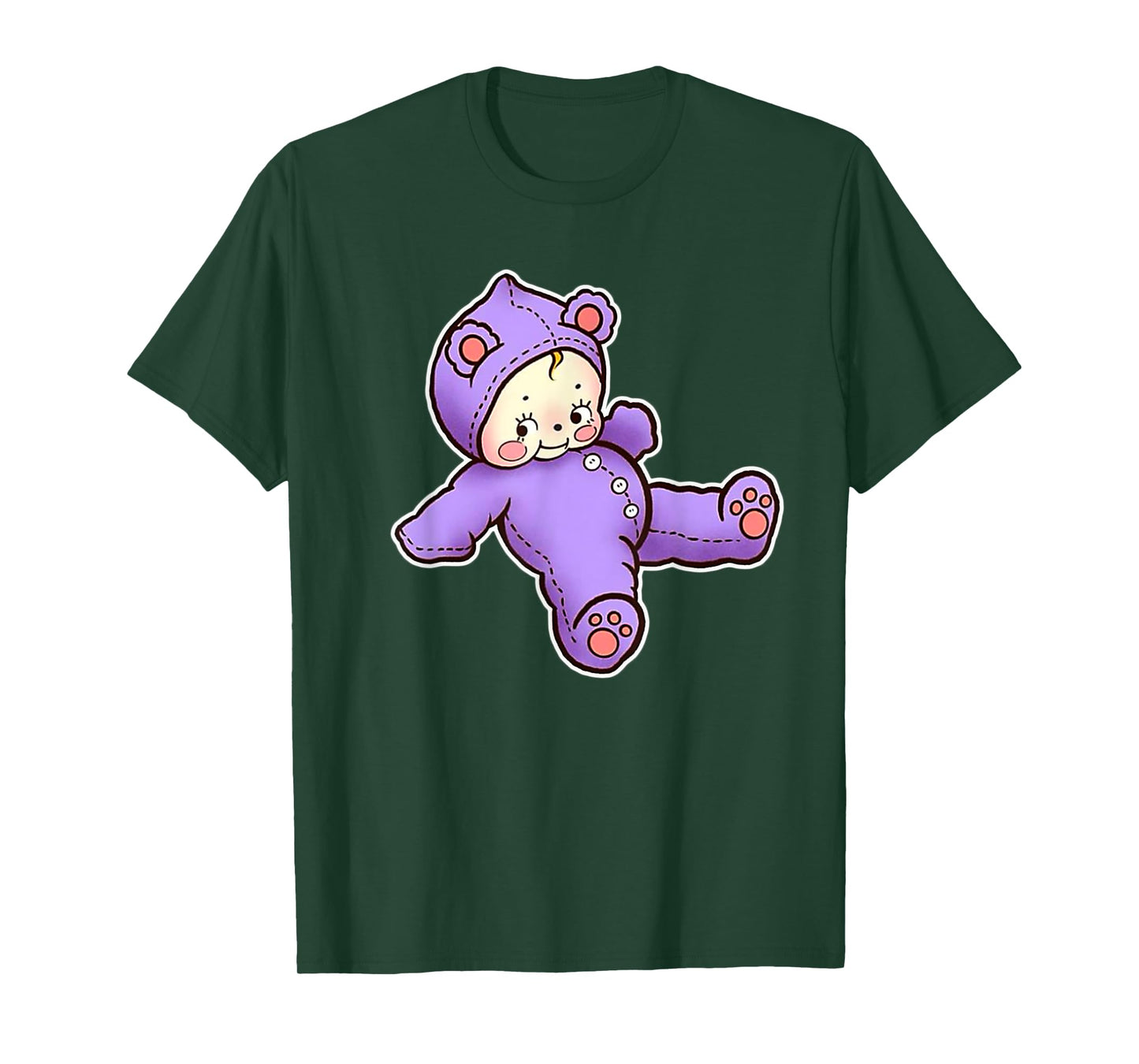 Urban Empyre Kewpie Baby Teddy Bear Cute Kewpie Doll T-Shirt, Small, Black
