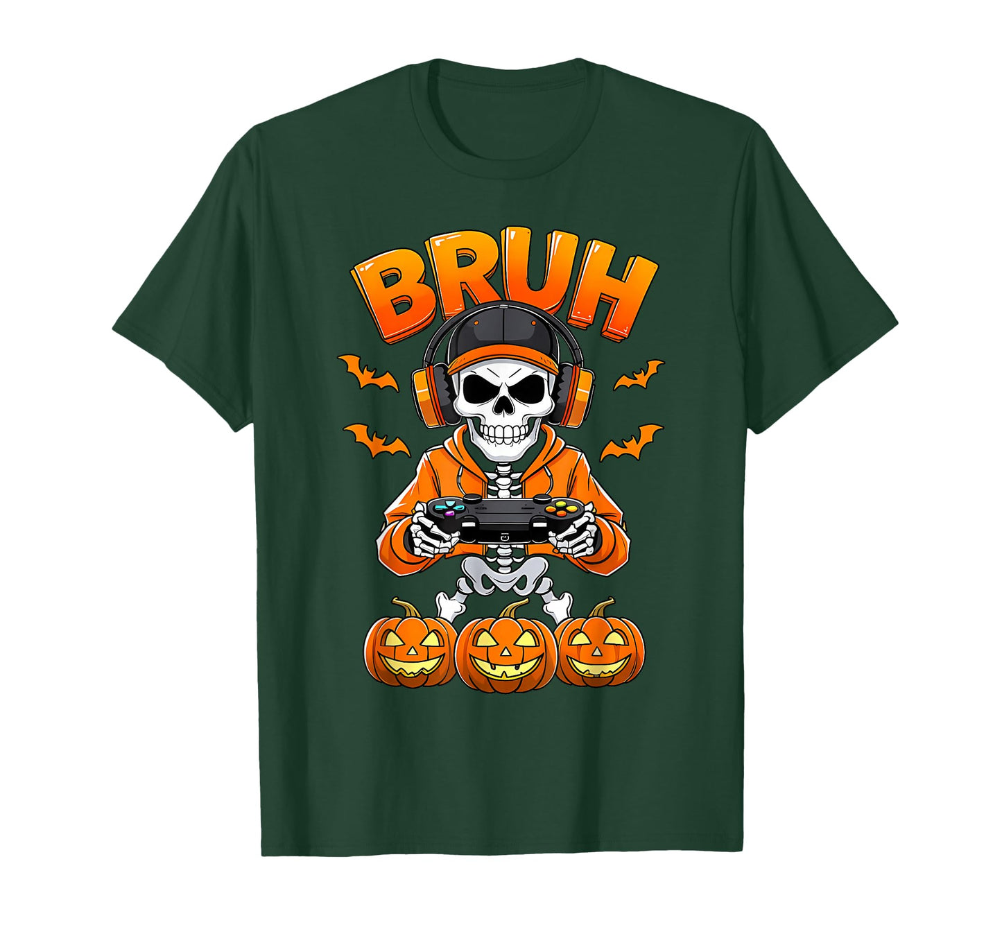Bruh Skeleton Gamer Halloween Funny Gaming Costume T-Shirt
