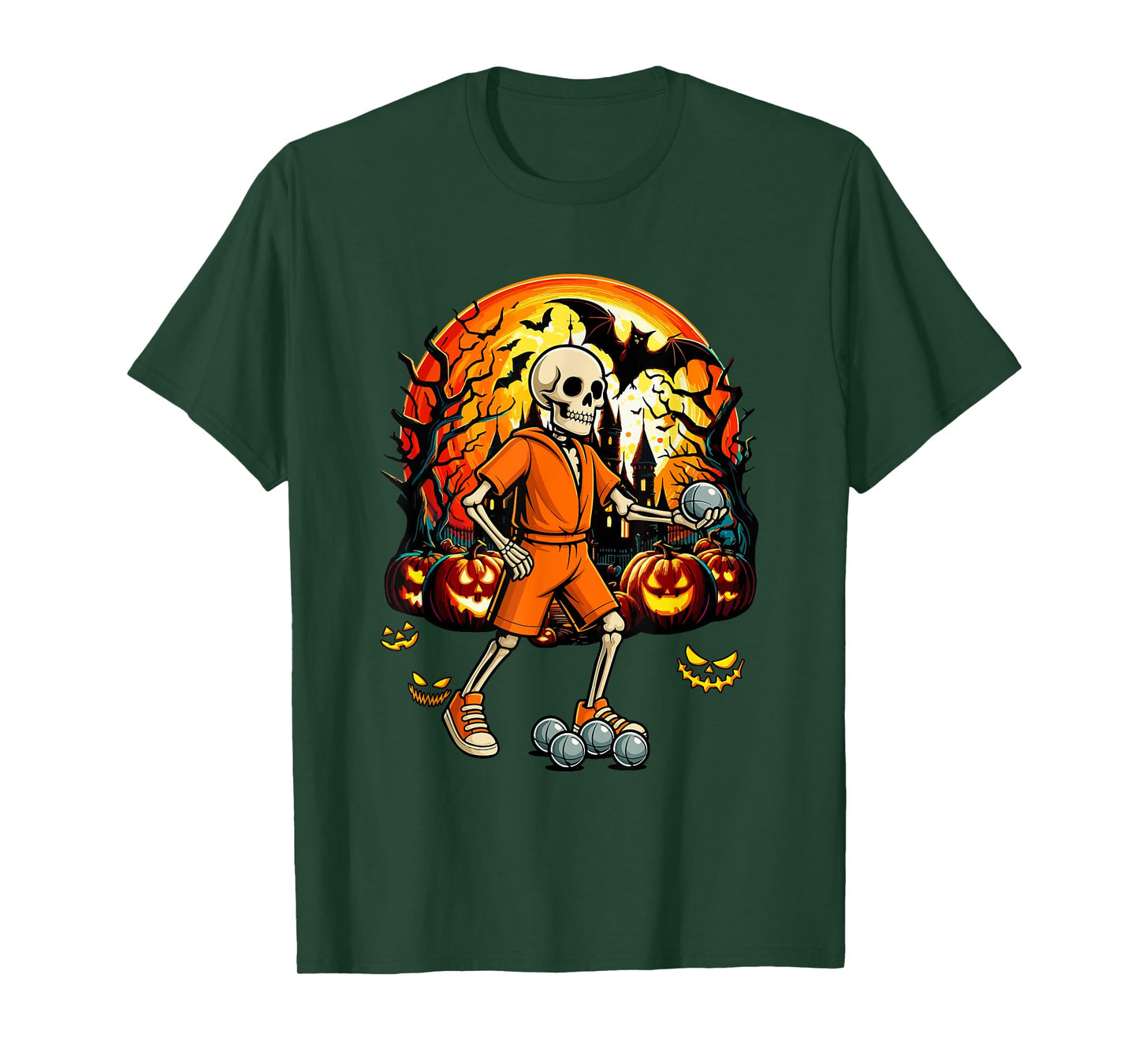 Petanquel Player Sports Lover Costume Halloween Skeleton T-Shirt
