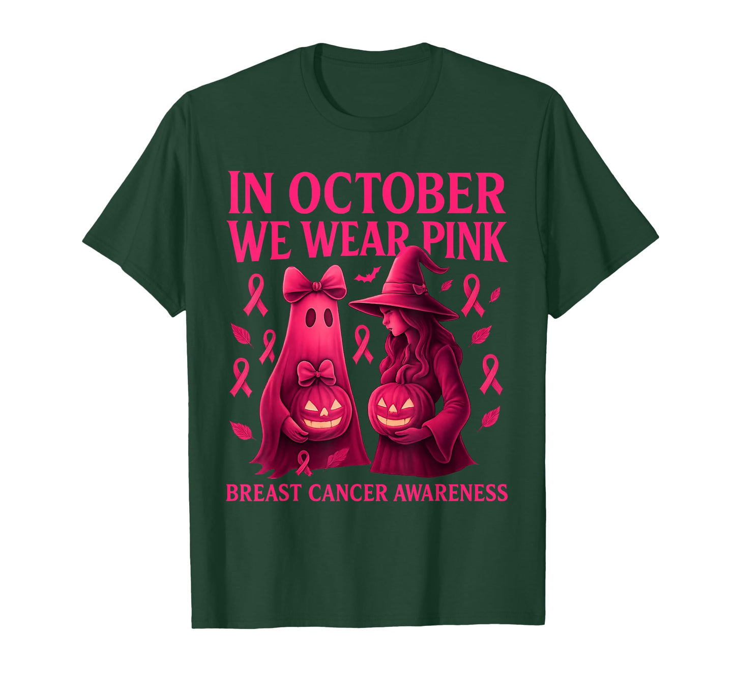 Breast Cancer Awareness in October We Wear Pink Halloween T-Shirt