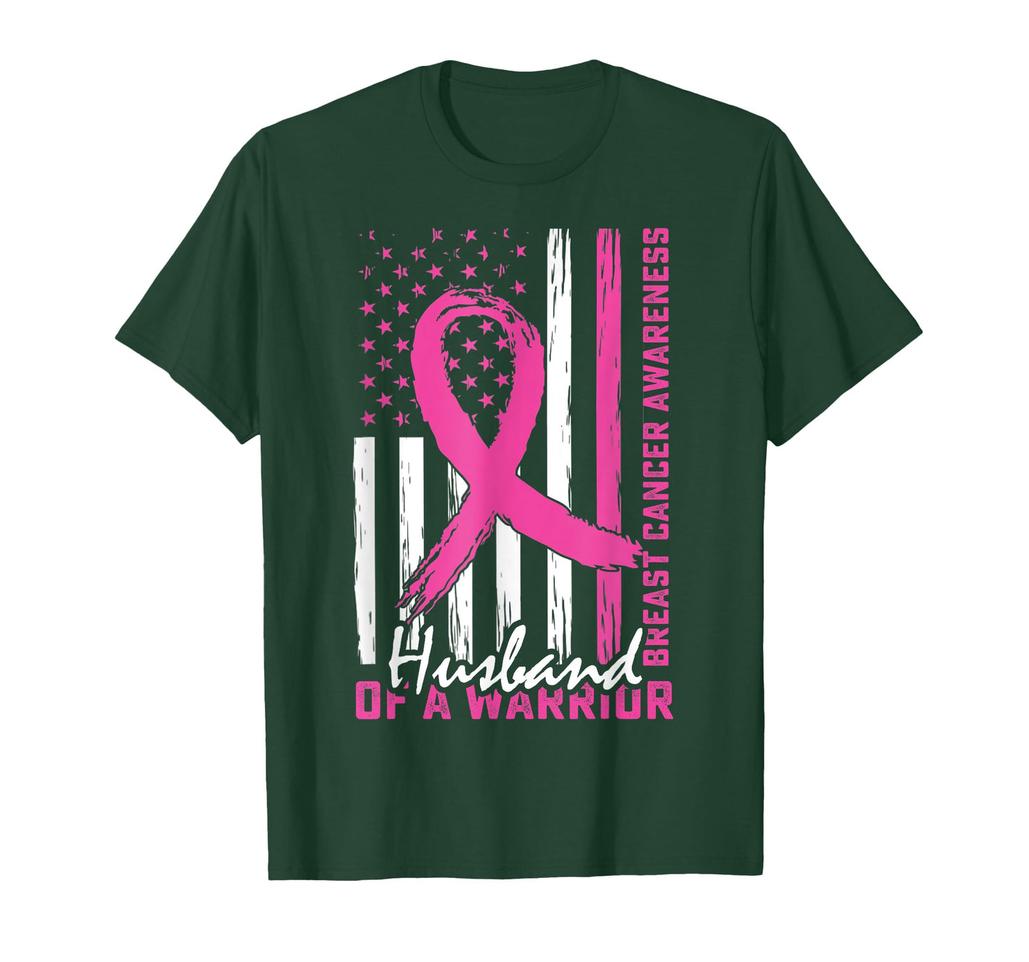 Husband Breast Cancer Support Huband of a Warrior US Flag T-Shirt