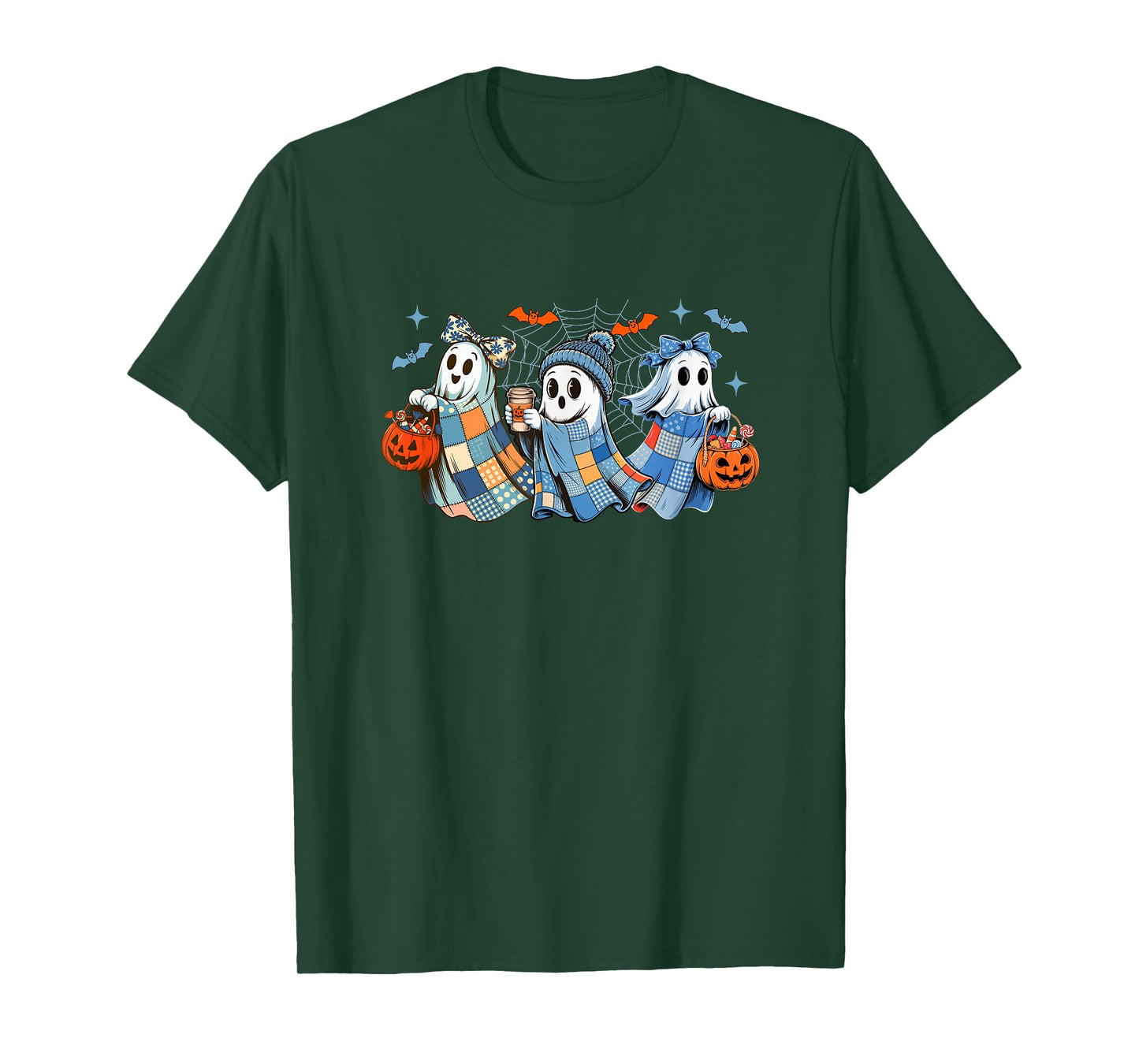 Three Colorful Boo Bow Tie Drinking Coffee Halloween Family T-Shirt