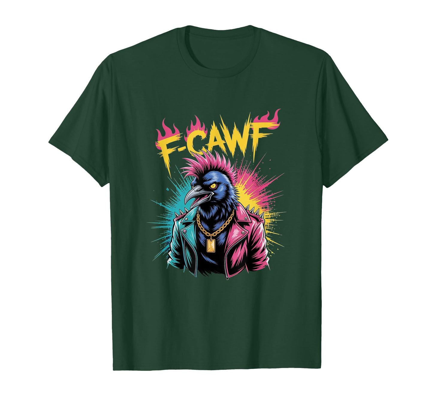 F-Caw-F Funny Crow Punk Raven Graffiti Adult Humor Gift T-Shirt