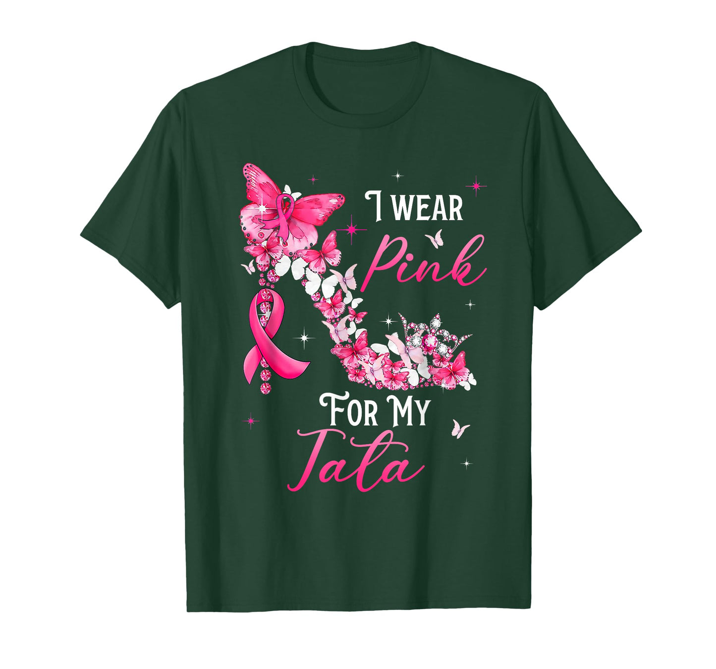 I Wear Pink for My Tata Breast Cancer Ribbon Support Gift T-Shirt