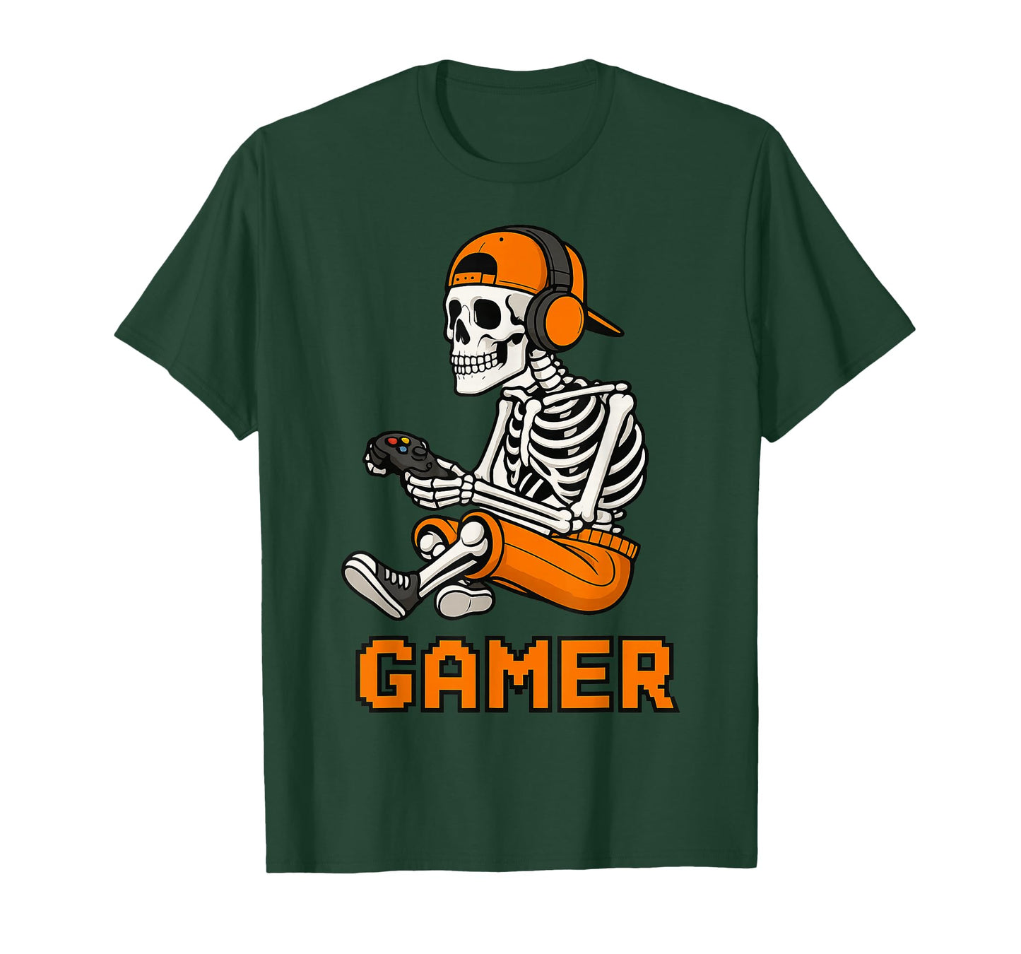 Skeleton Gamer Spooky Vibe Halloween for Gamers T-Shirt