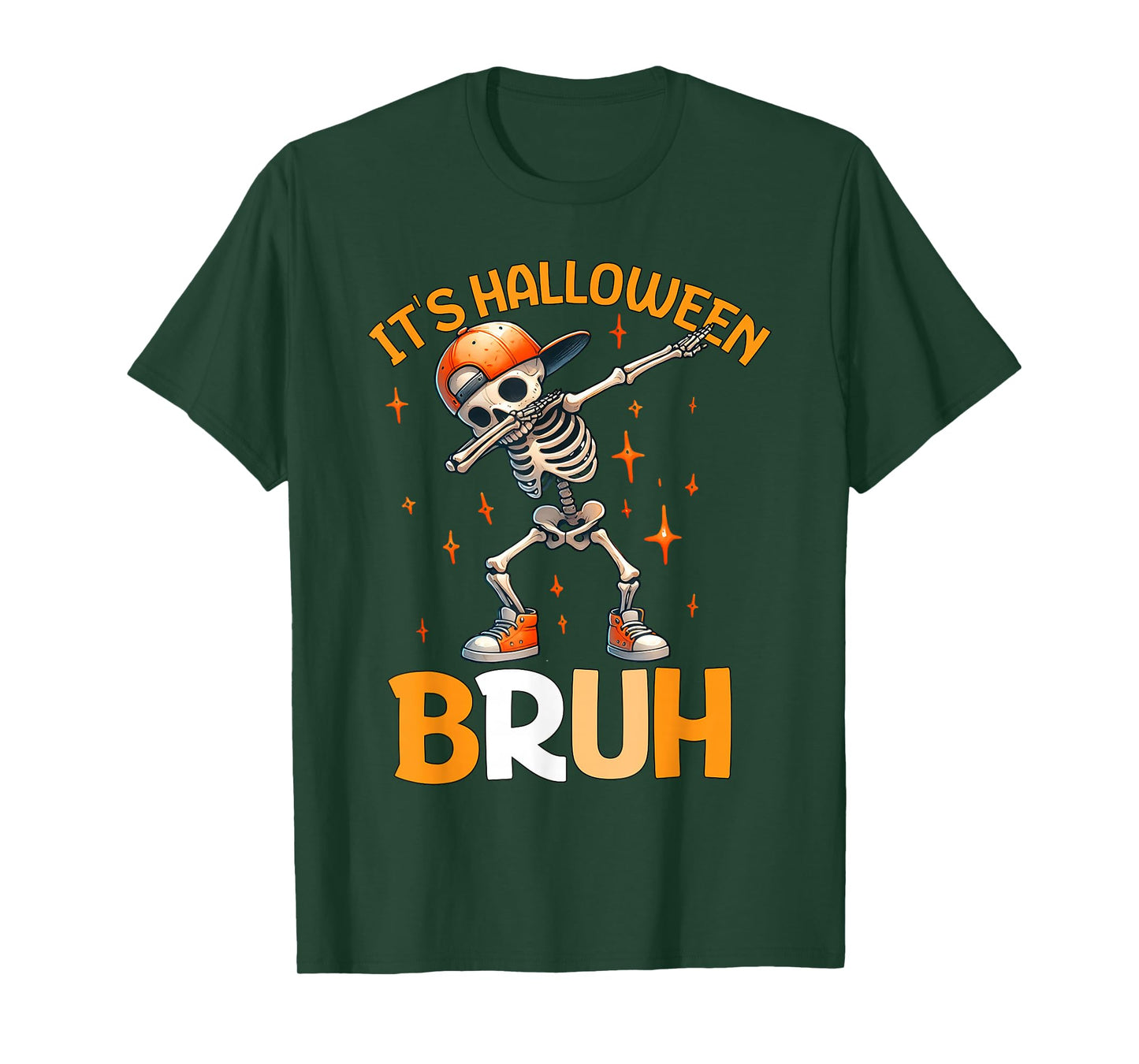Bruh Halloween Boys Kids Halloween Skeleton T-Shirt