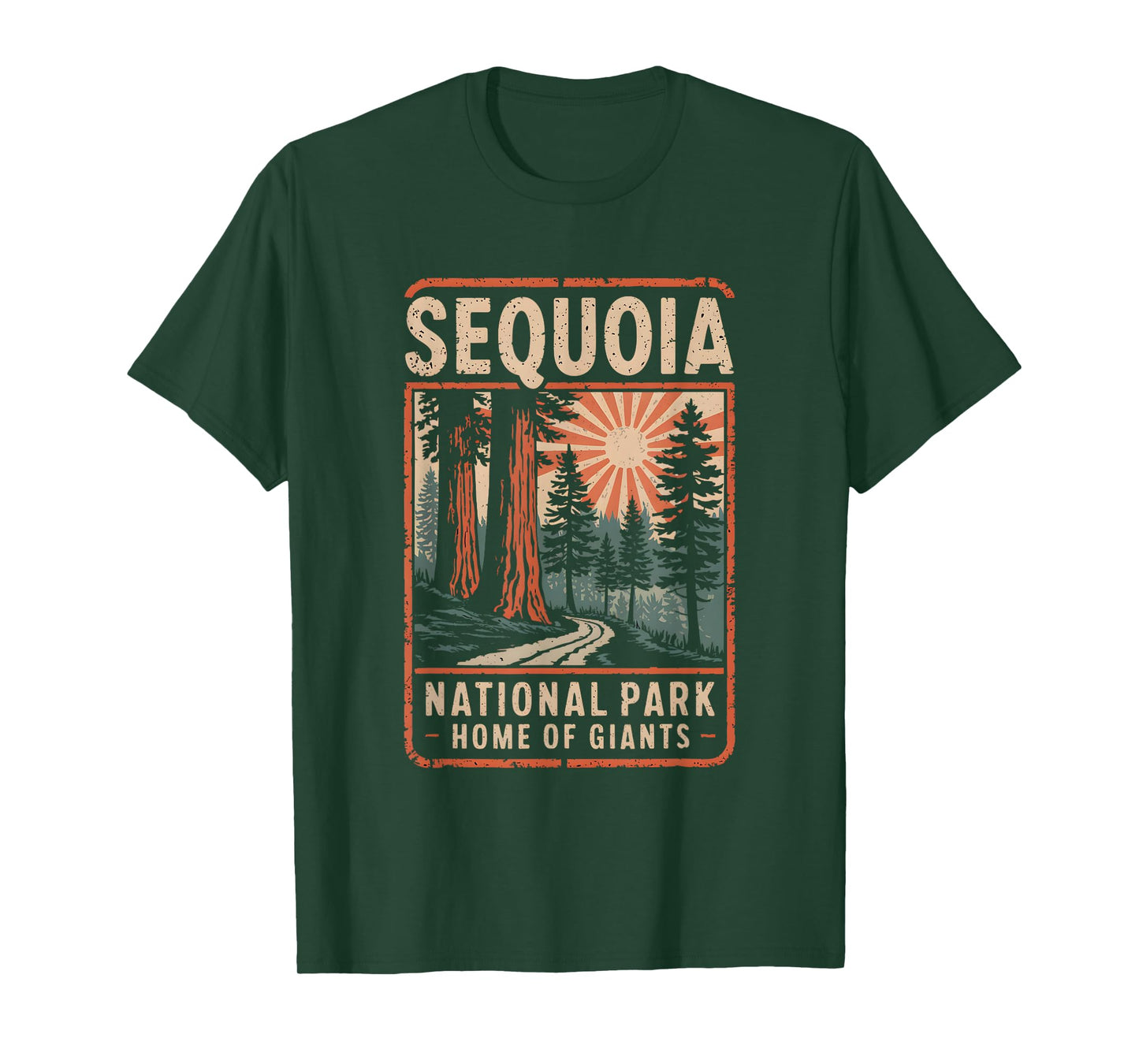 Sequoia National Park Mountain Sequoia Trees Retro T-Shirt